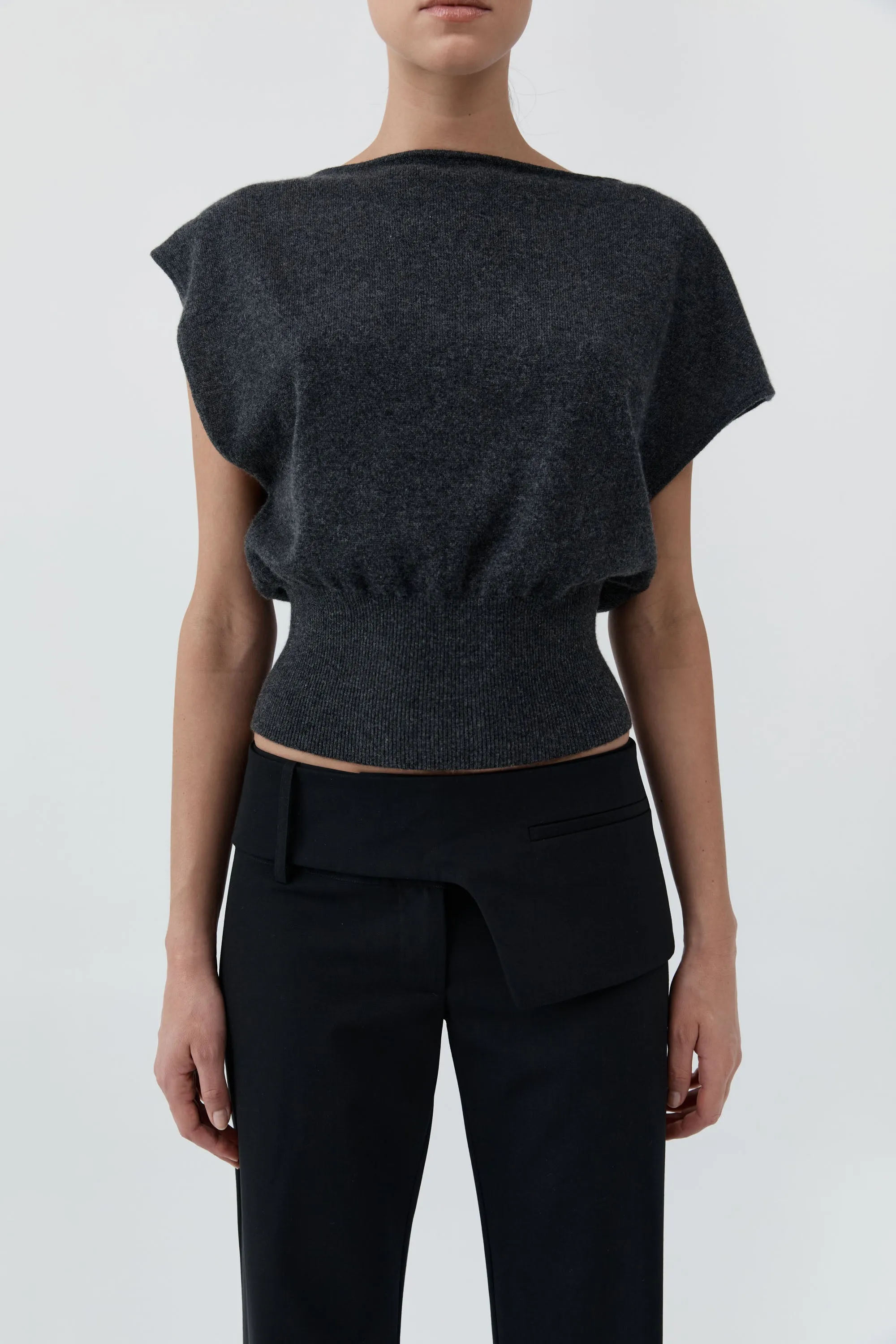 Cashmere Asymm Top - Charcoal Melange sold by St. Agni product image thumbnail 5