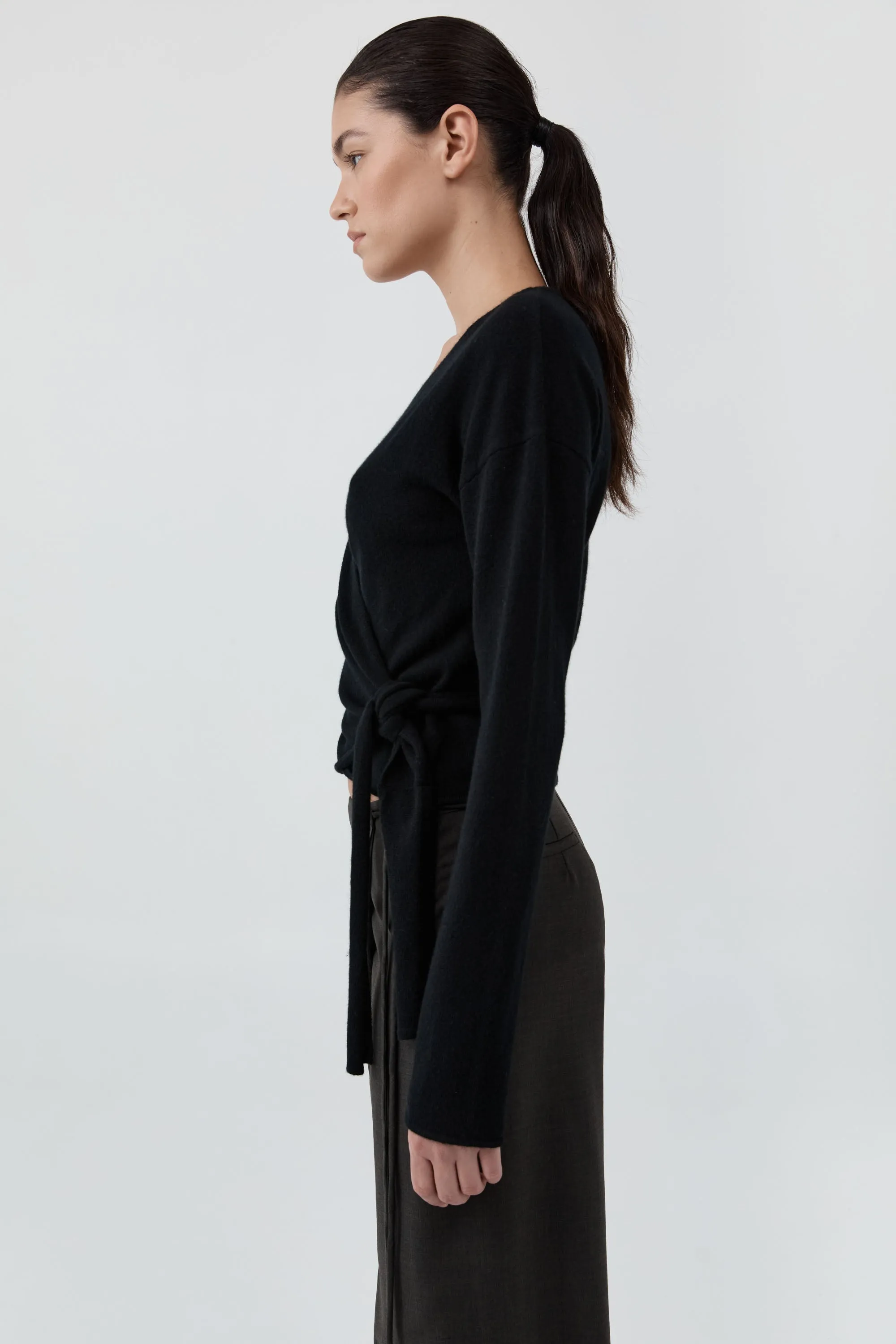 Cashmere Wrap Cardigan - Black sold by St. Agni product image thumbnail 3