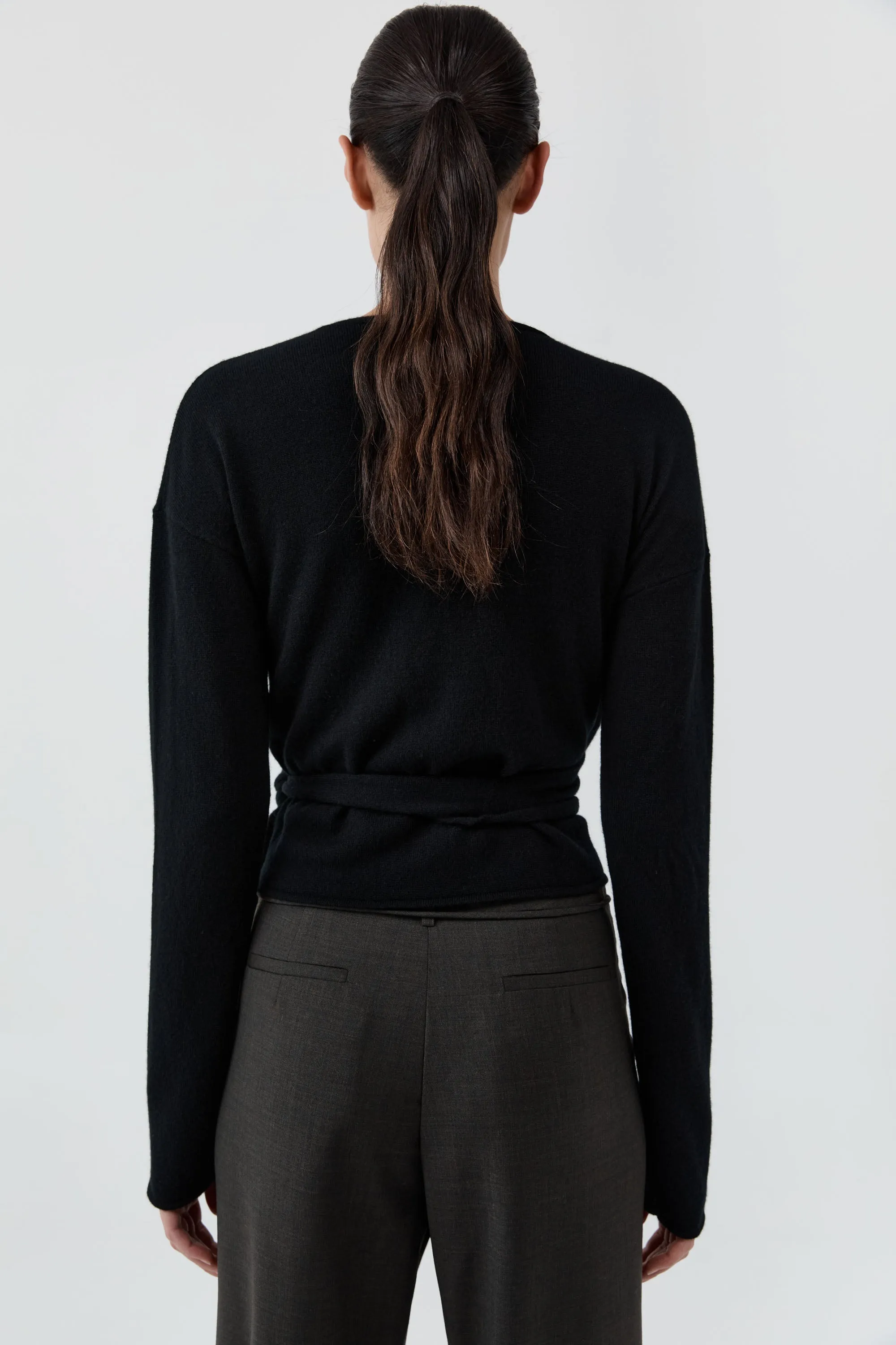 Cashmere Wrap Cardigan - Black sold by St. Agni product image thumbnail 4