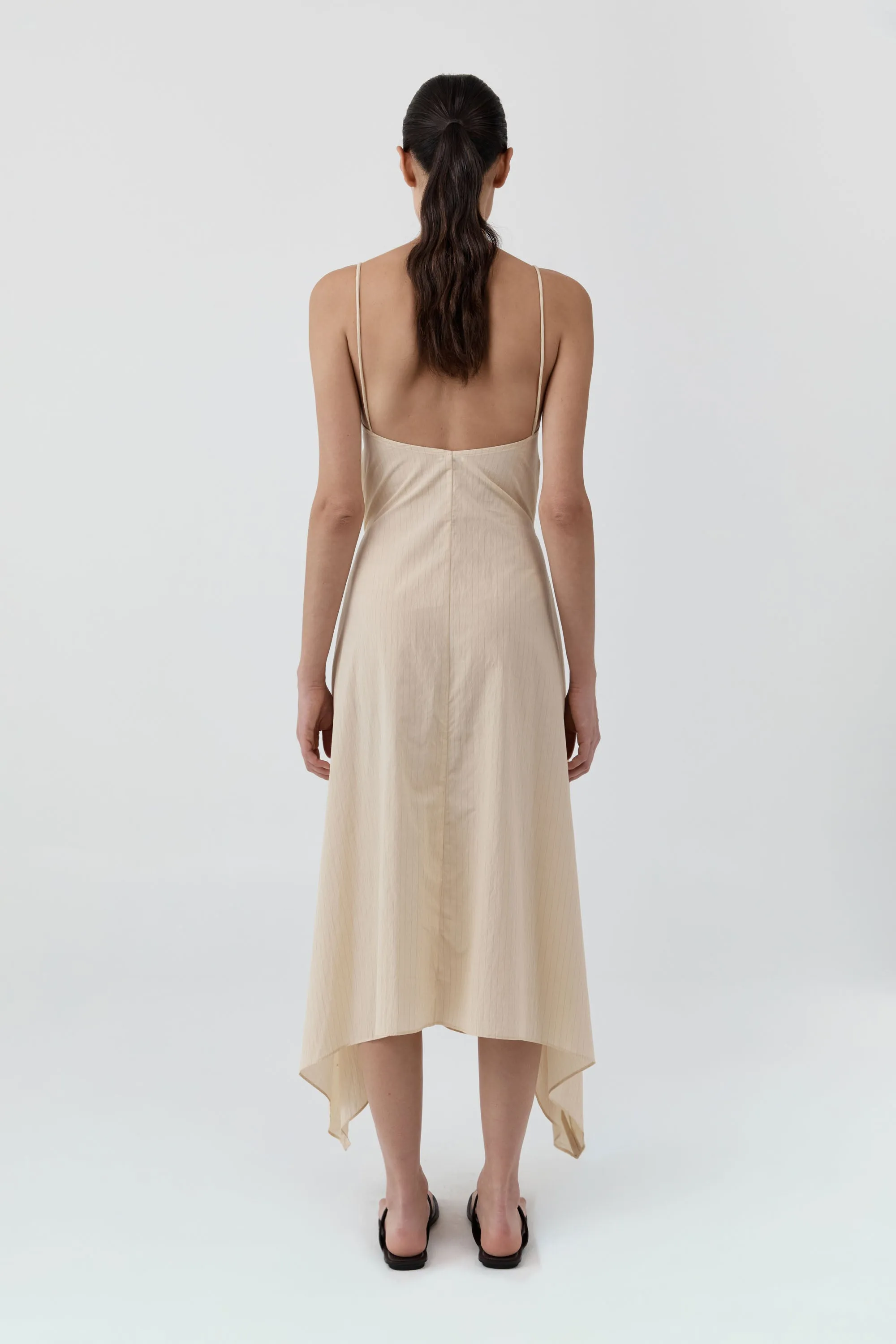 Pinstripe Relaxed Cocoon Dress - Straw sold by St. Agni product image thumbnail 4