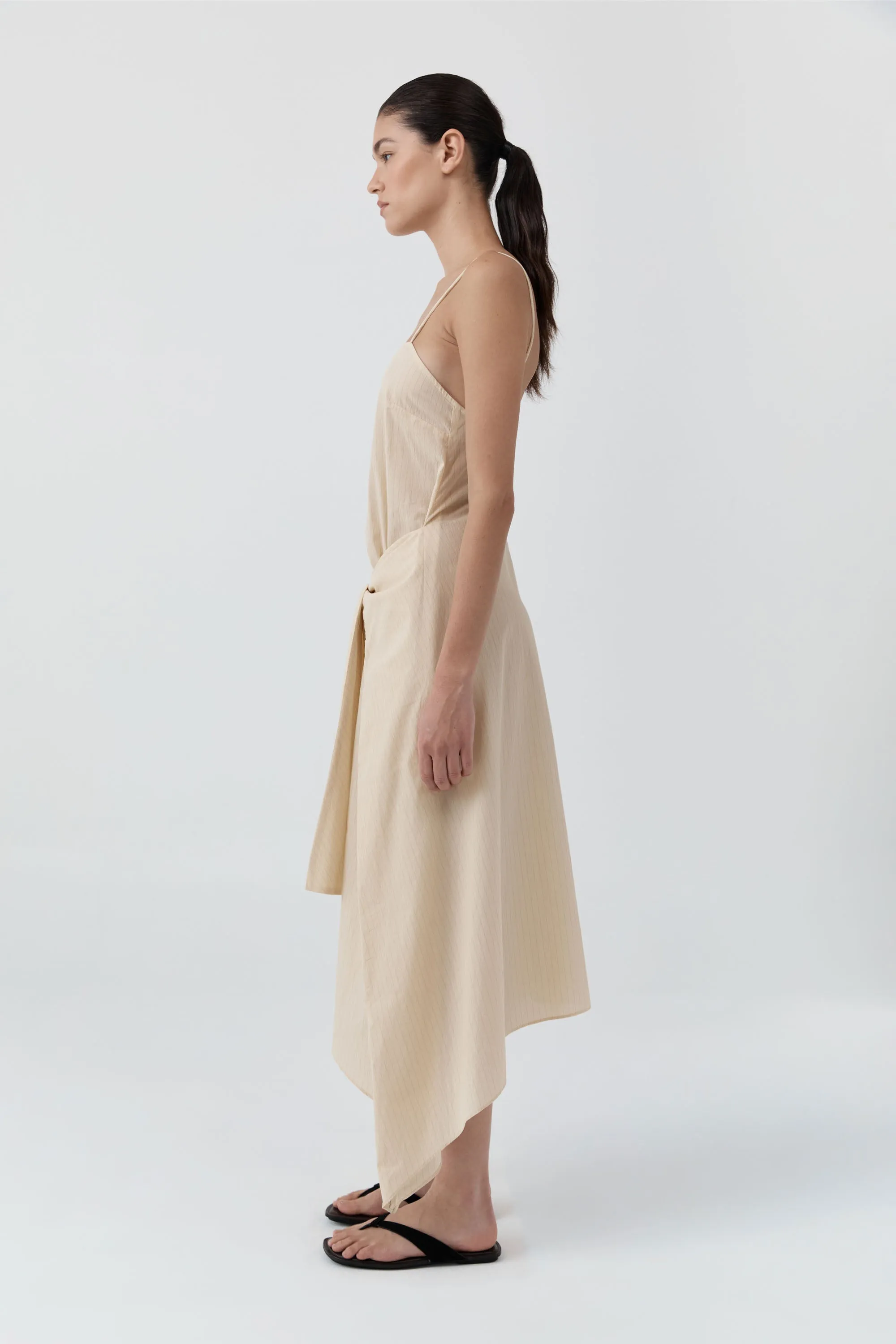 Pinstripe Relaxed Cocoon Dress - Straw sold by St. Agni product image thumbnail 3