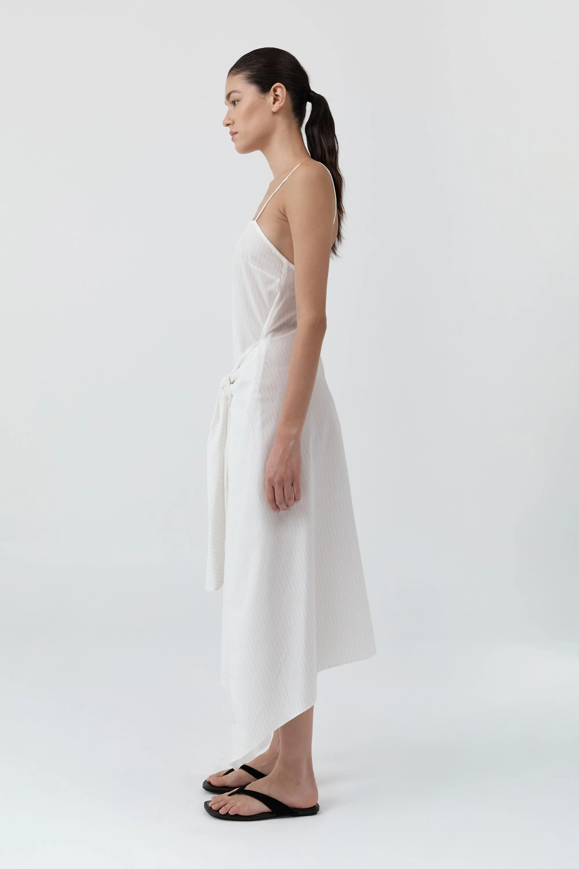 Pinstripe Relaxed Cocoon Dress - White sold by St. Agni product image thumbnail 3
