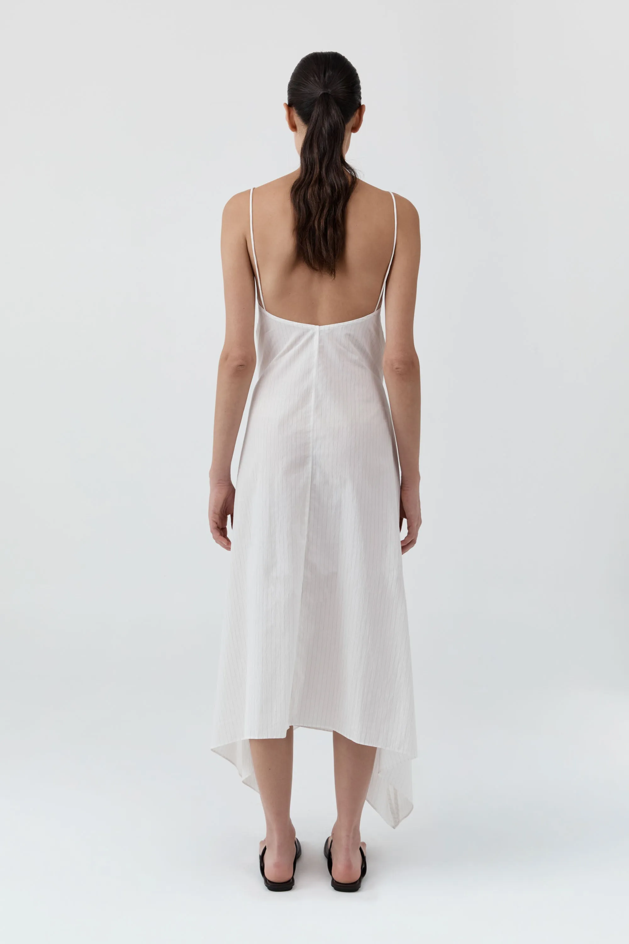 Pinstripe Relaxed Cocoon Dress - White sold by St. Agni product image thumbnail 4