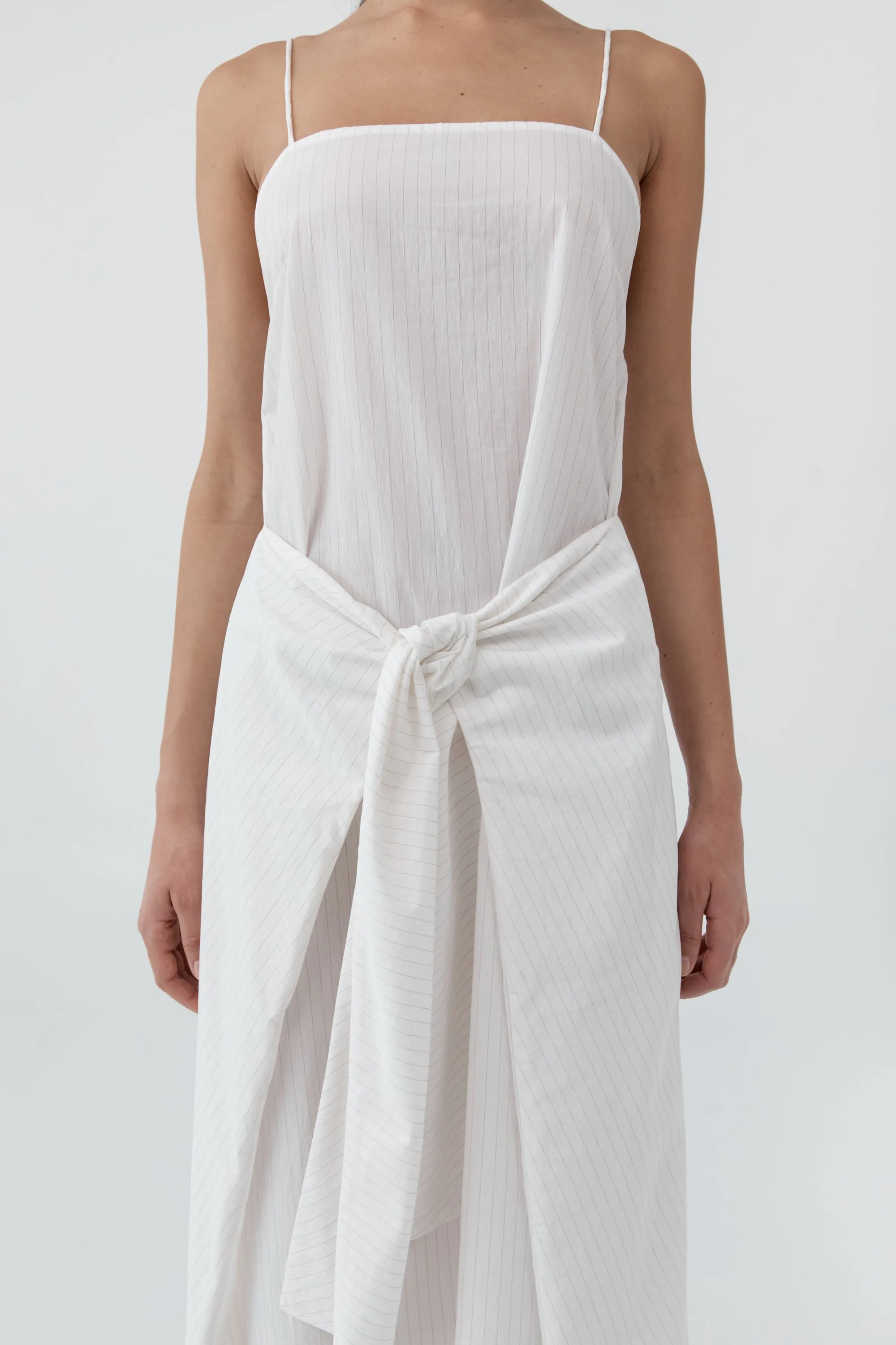 Pinstripe Relaxed Cocoon Dress - White sold by St. Agni product image thumbnail 2