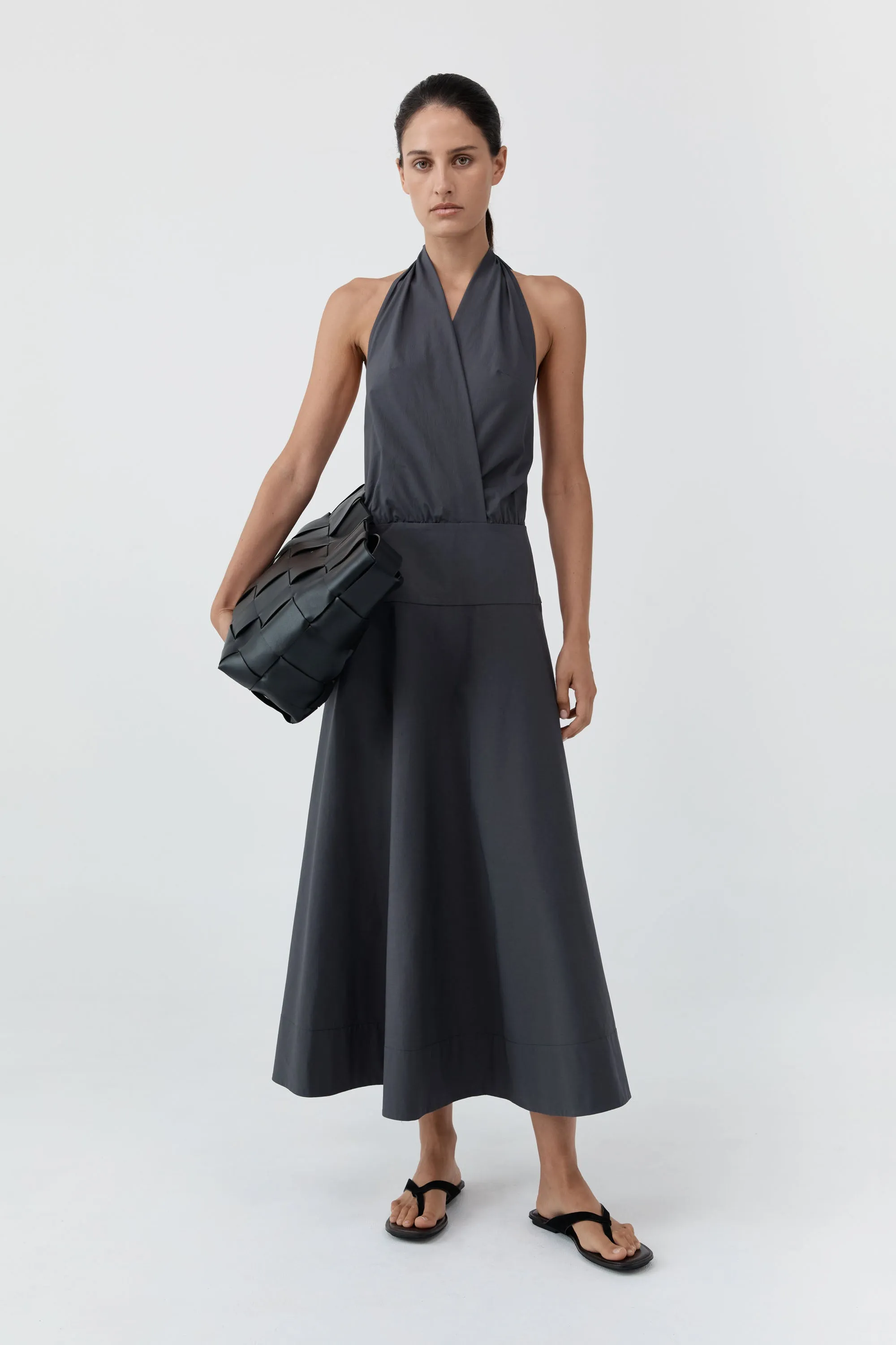 Halter Circle Hem Dress - Iron Glaze sold by St. Agni