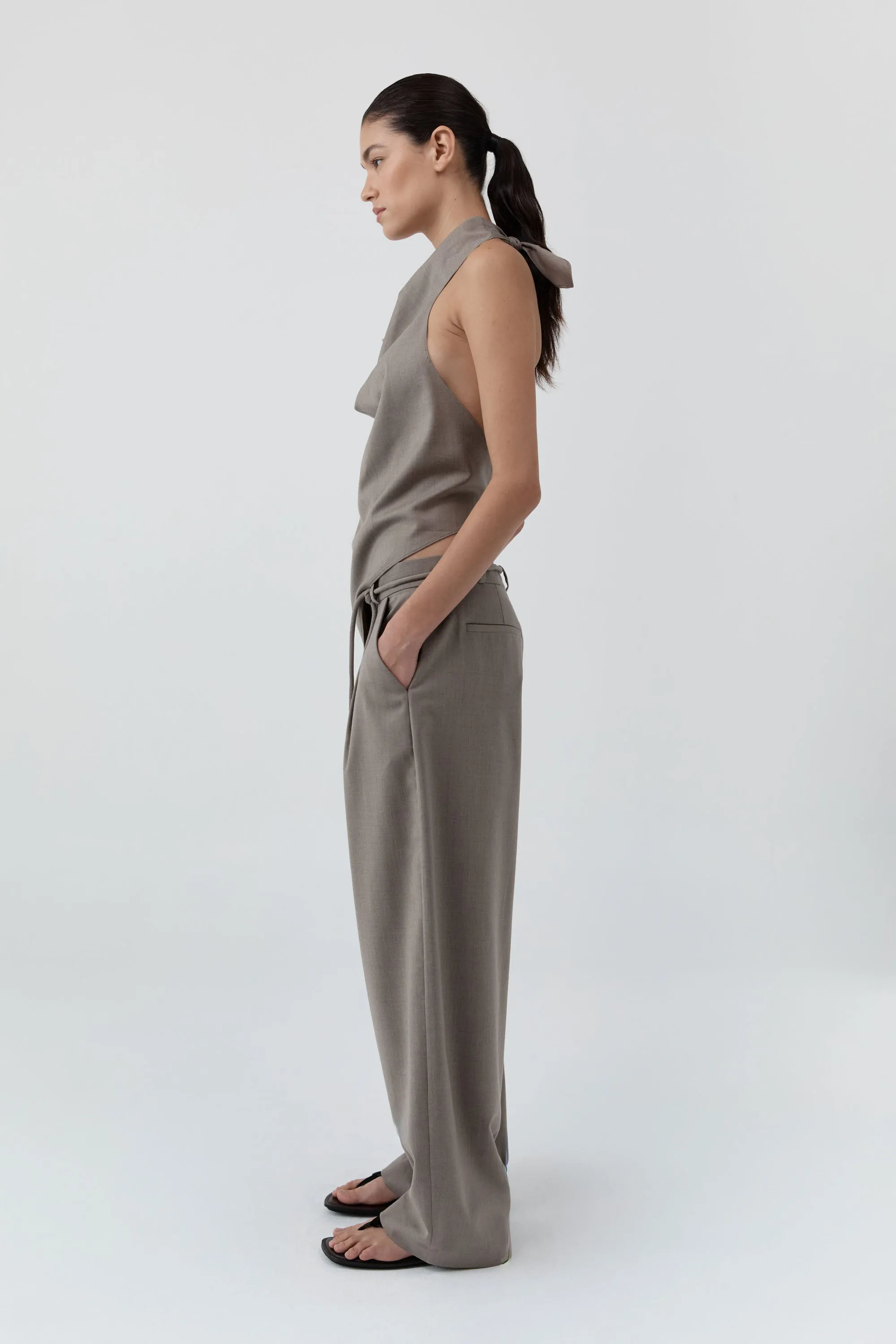 Wool Cowl Backless Top - Light Taupe sold by St. Agni product image thumbnail 4
