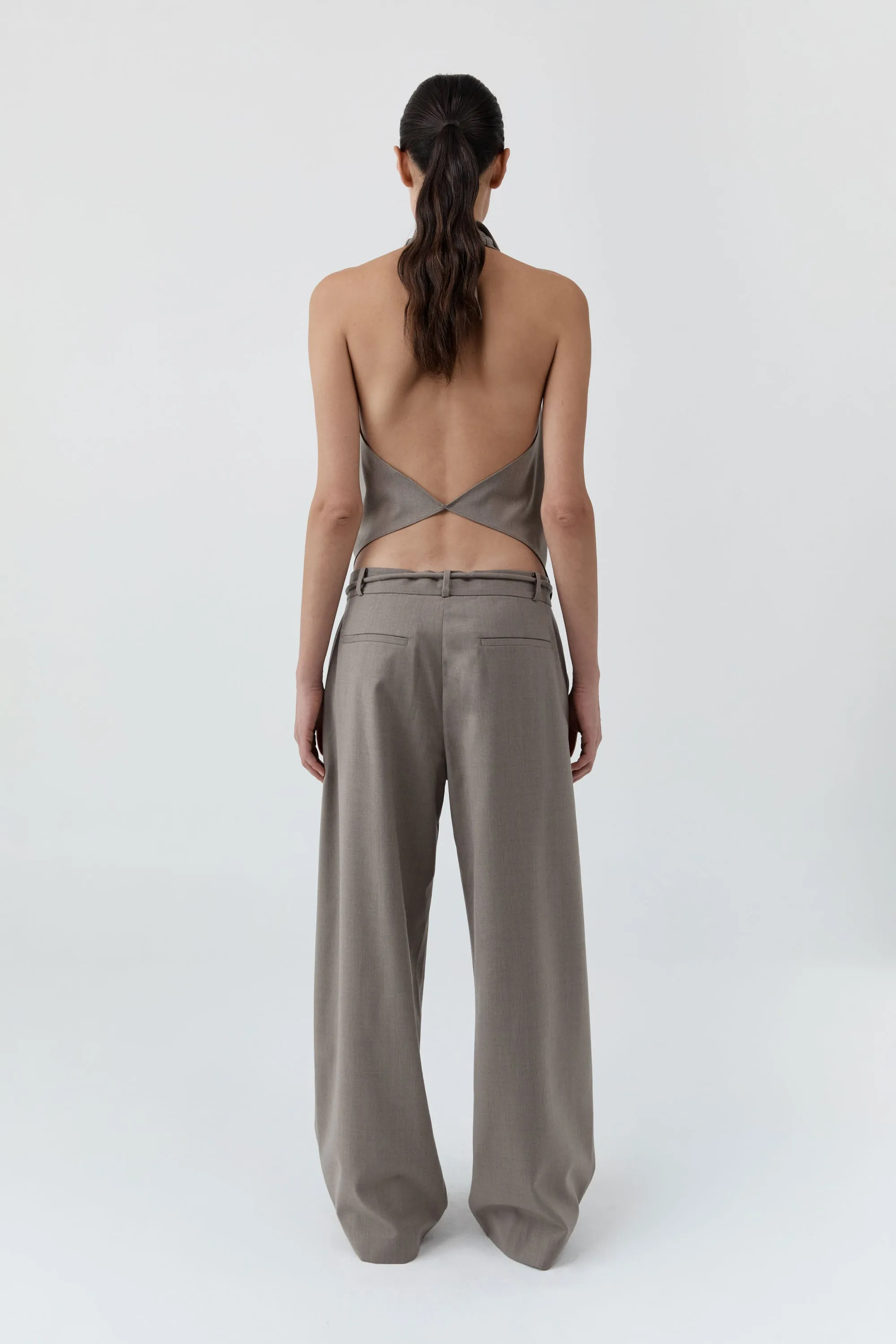 Wool Cowl Backless Top - Light Taupe sold by St. Agni product image thumbnail 2