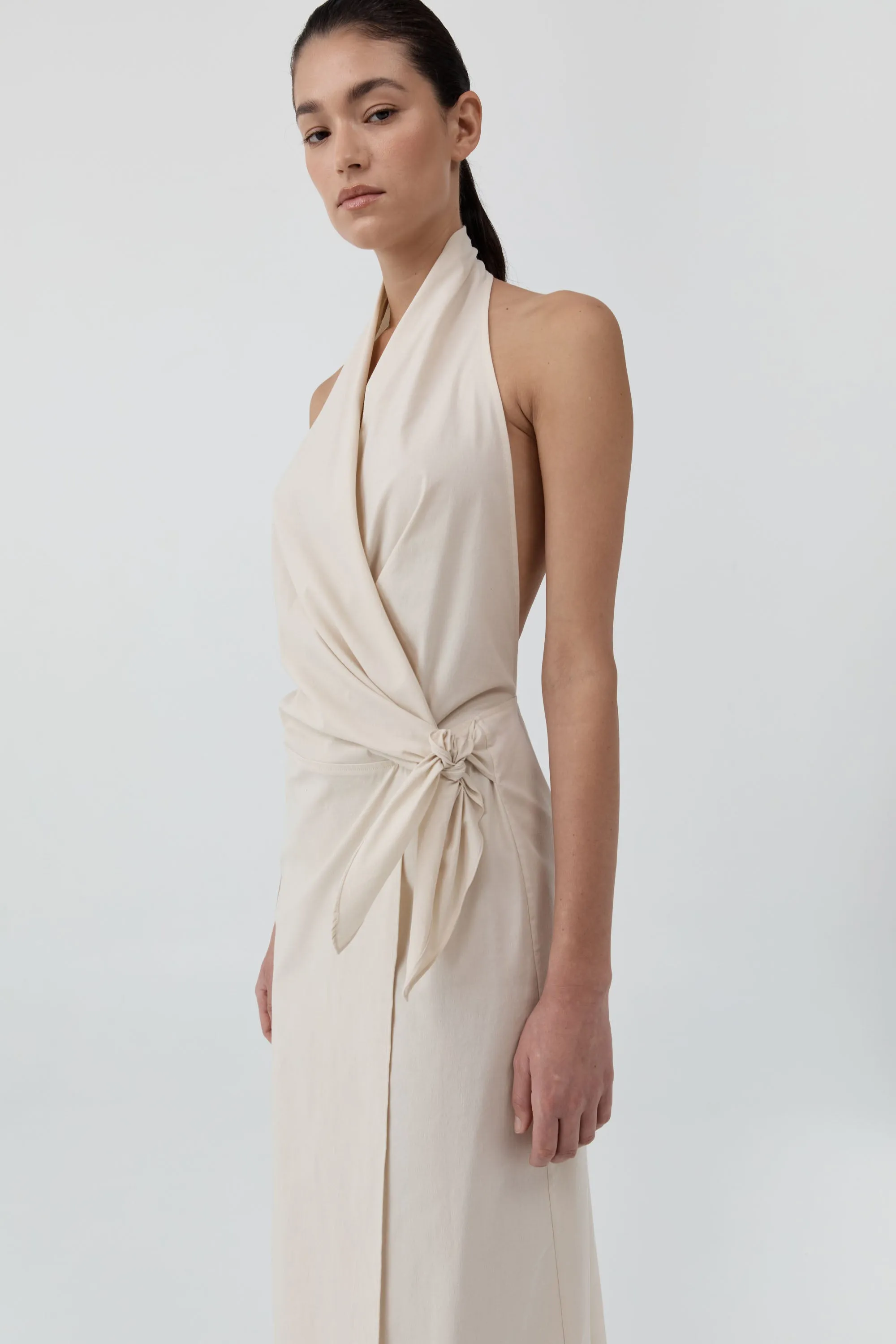 Halter Wrap Backless Dress - Porcelain sold by St. Agni product image thumbnail 5