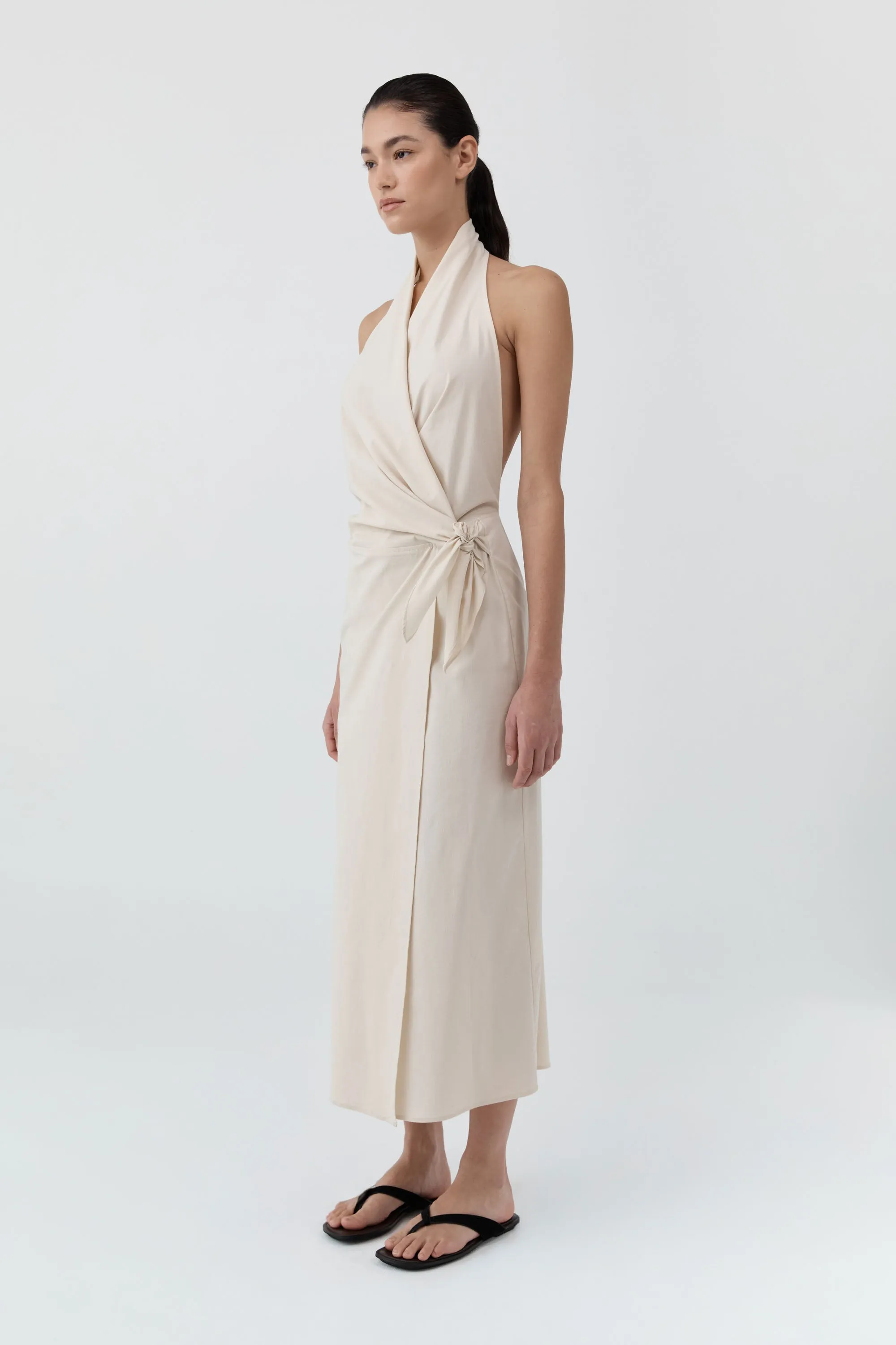 Halter Wrap Backless Dress - Porcelain sold by St. Agni product image thumbnail 4