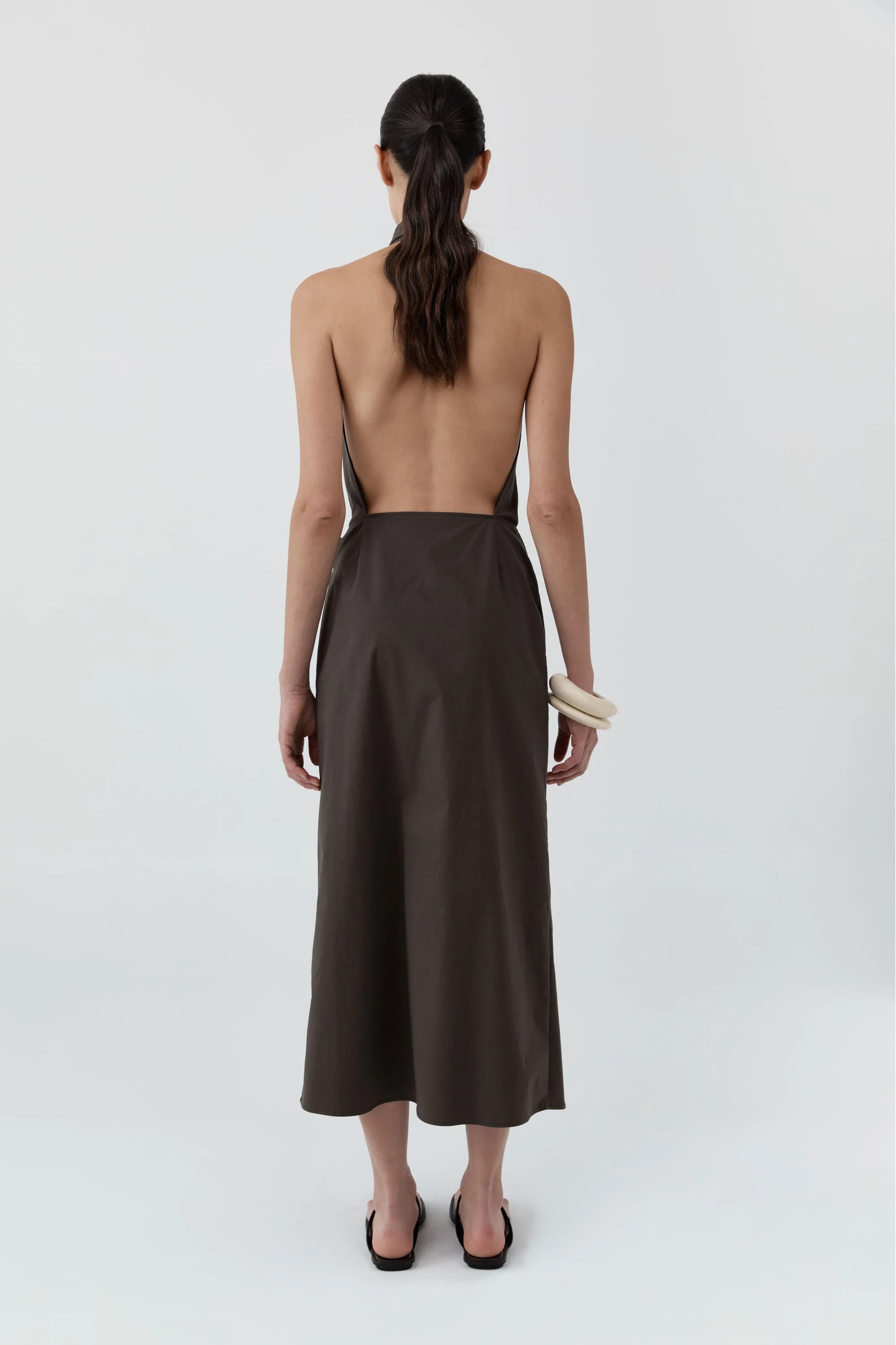 Halter Wrap Backless Dress - Wood sold by St. Agni product image thumbnail 4