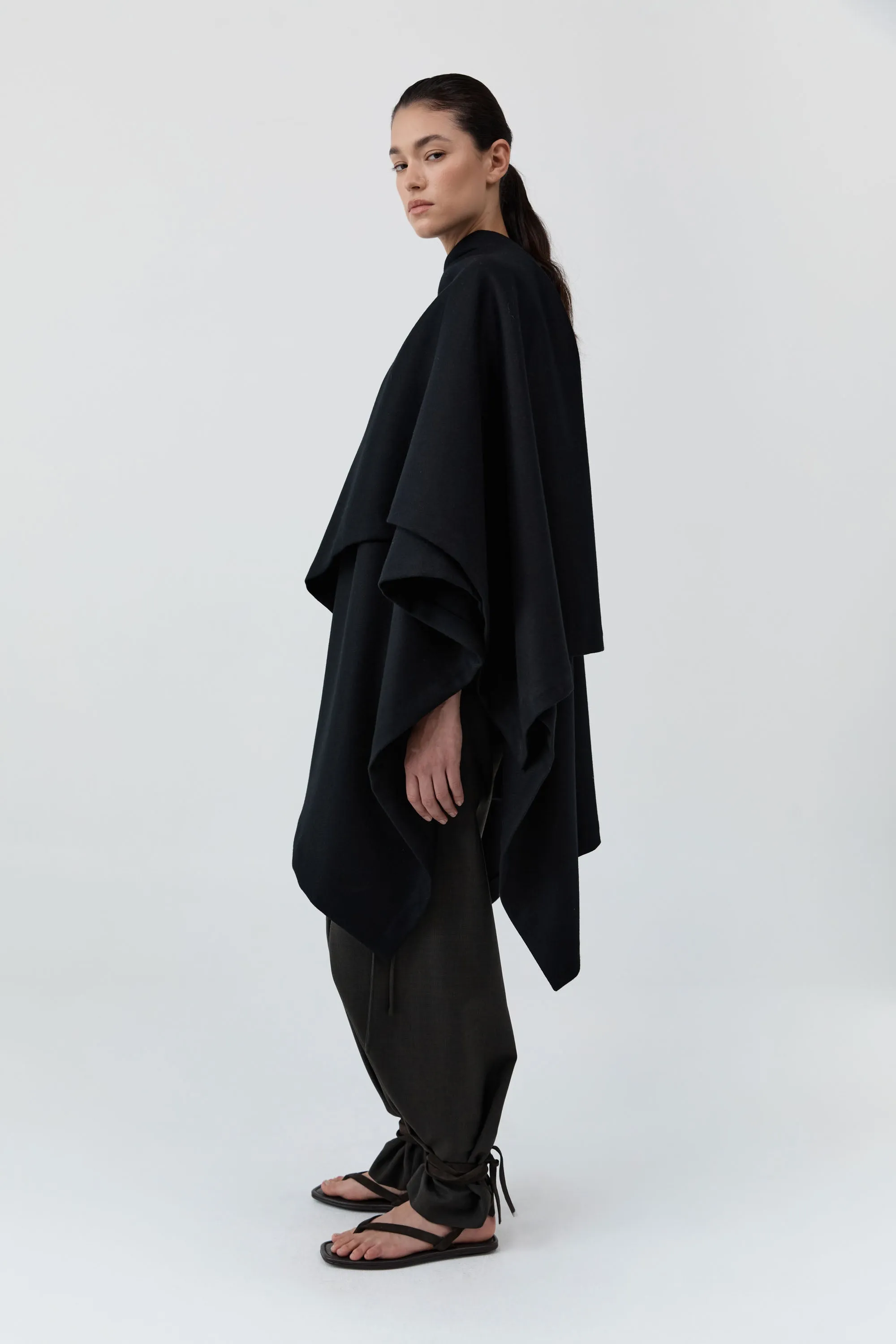 Wool Twill Poncho - Black sold by St. Agni product image thumbnail 4