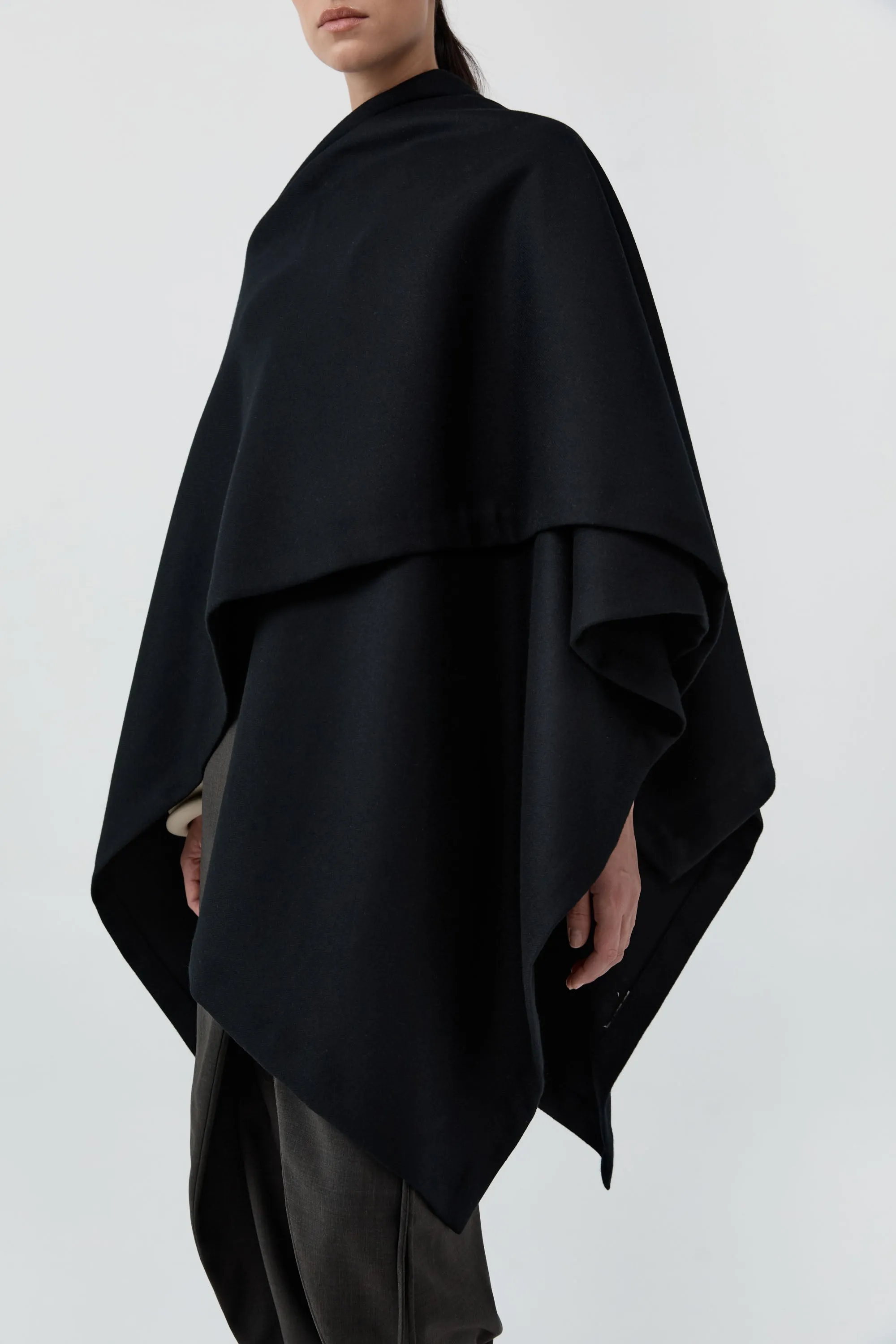 Wool Twill Poncho - Black sold by St. Agni product image thumbnail 3