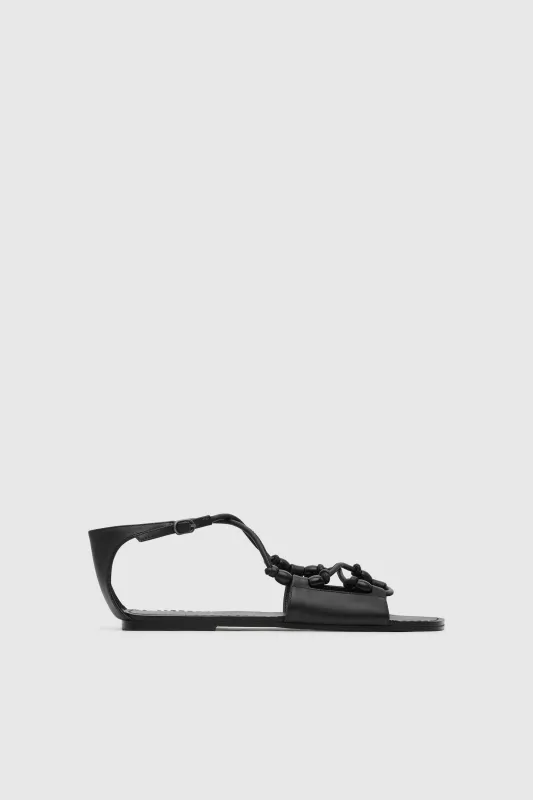 Beaded Detail Sandal - Black made by St. Agni