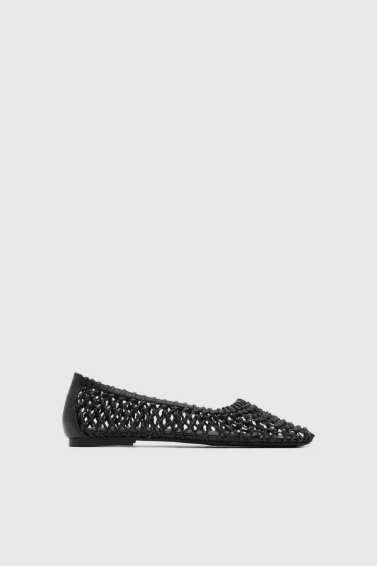 Woven Ballerina Flat - Black made by St. Agni