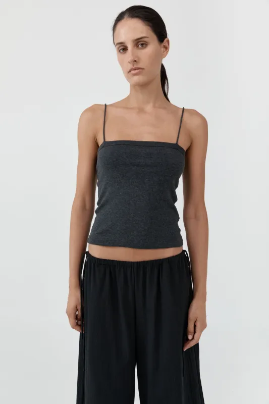 Organic Cotton Square Neck Cami - Charcoal Melange made by St. Agni