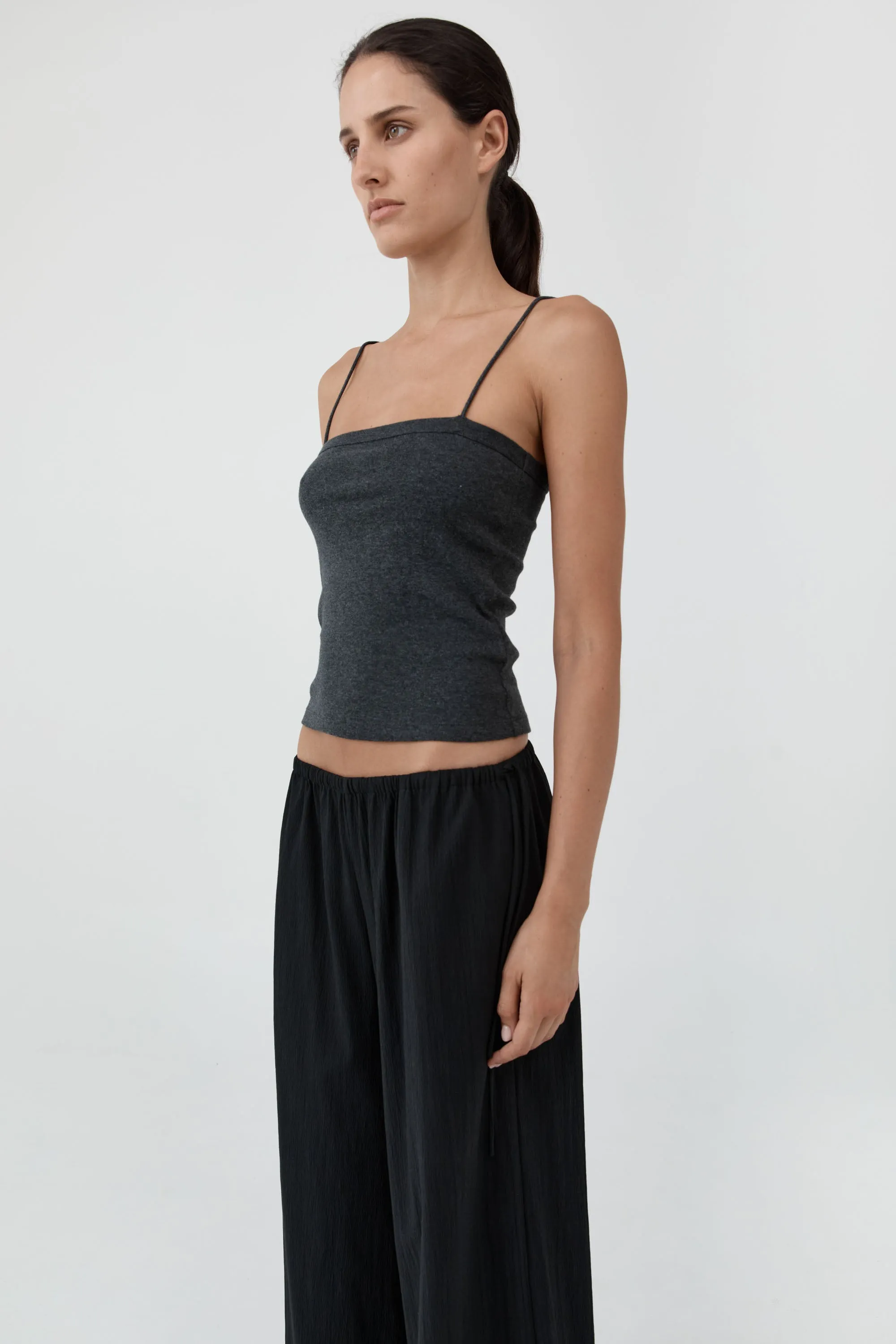 Organic Cotton Square Neck Cami - Charcoal Melange sold by St. Agni product image thumbnail 5
