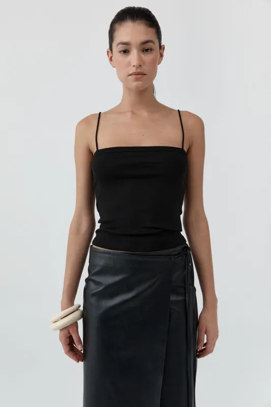 Organic Cotton Square Neck Cami - Jet Black made by St. Agni