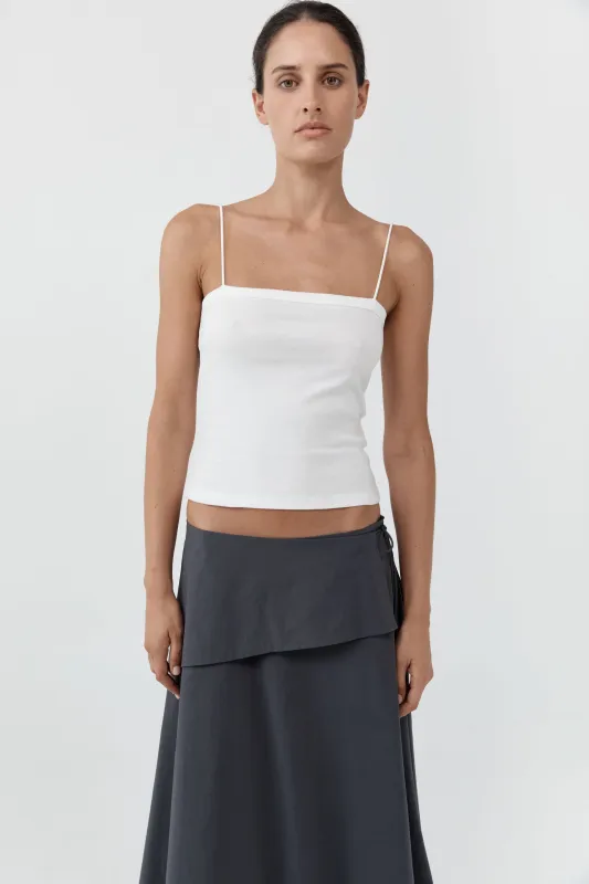 Organic Cotton Square Neck Cami - White made by St. Agni