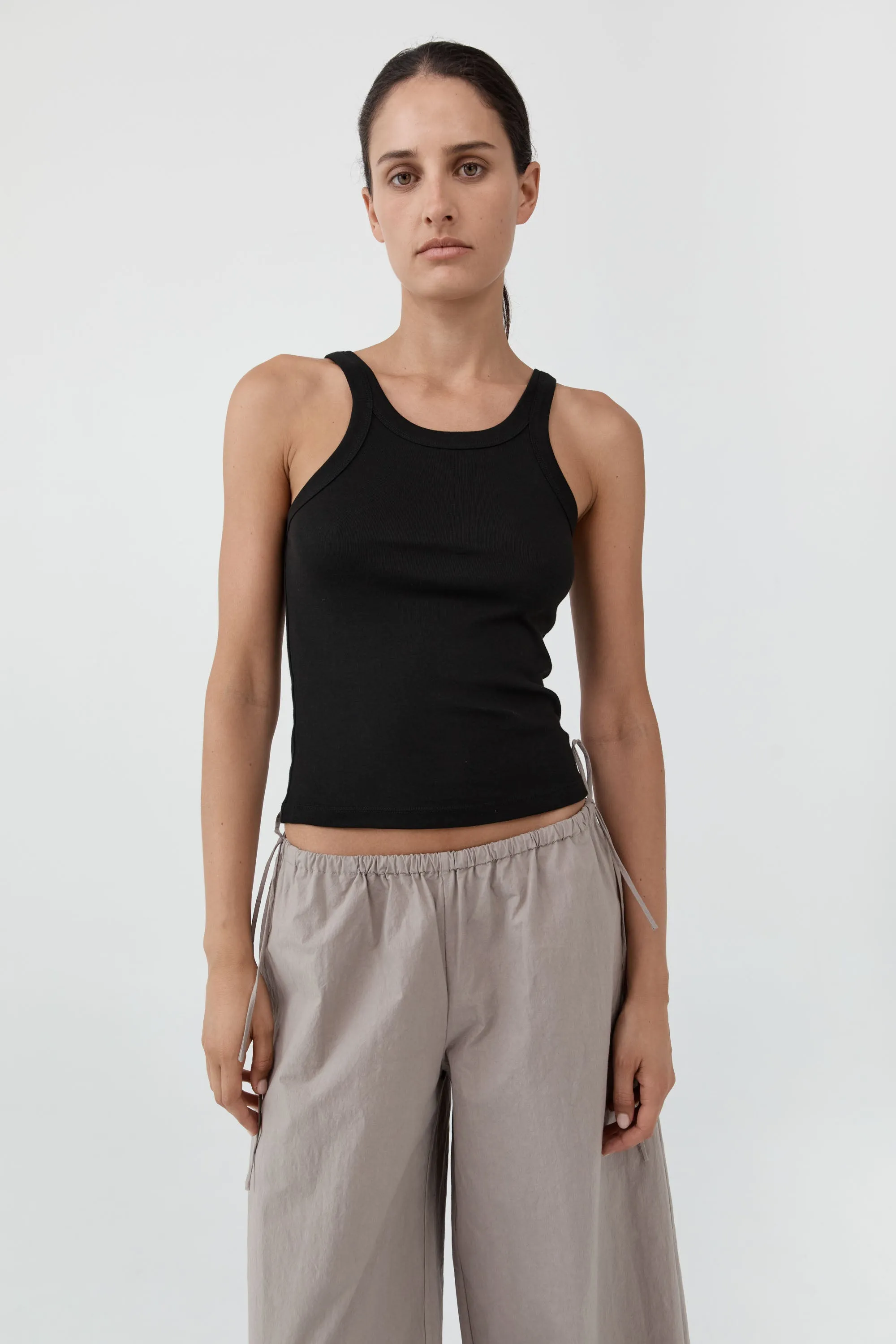 Organic Cotton Racer Singlet - Jet Black sold by St. Agni