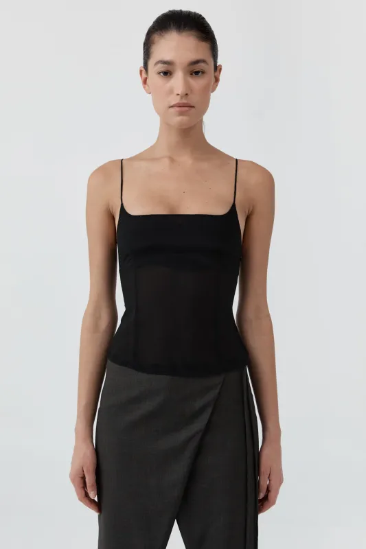 Stretch Silk Cami - Black made by St. Agni