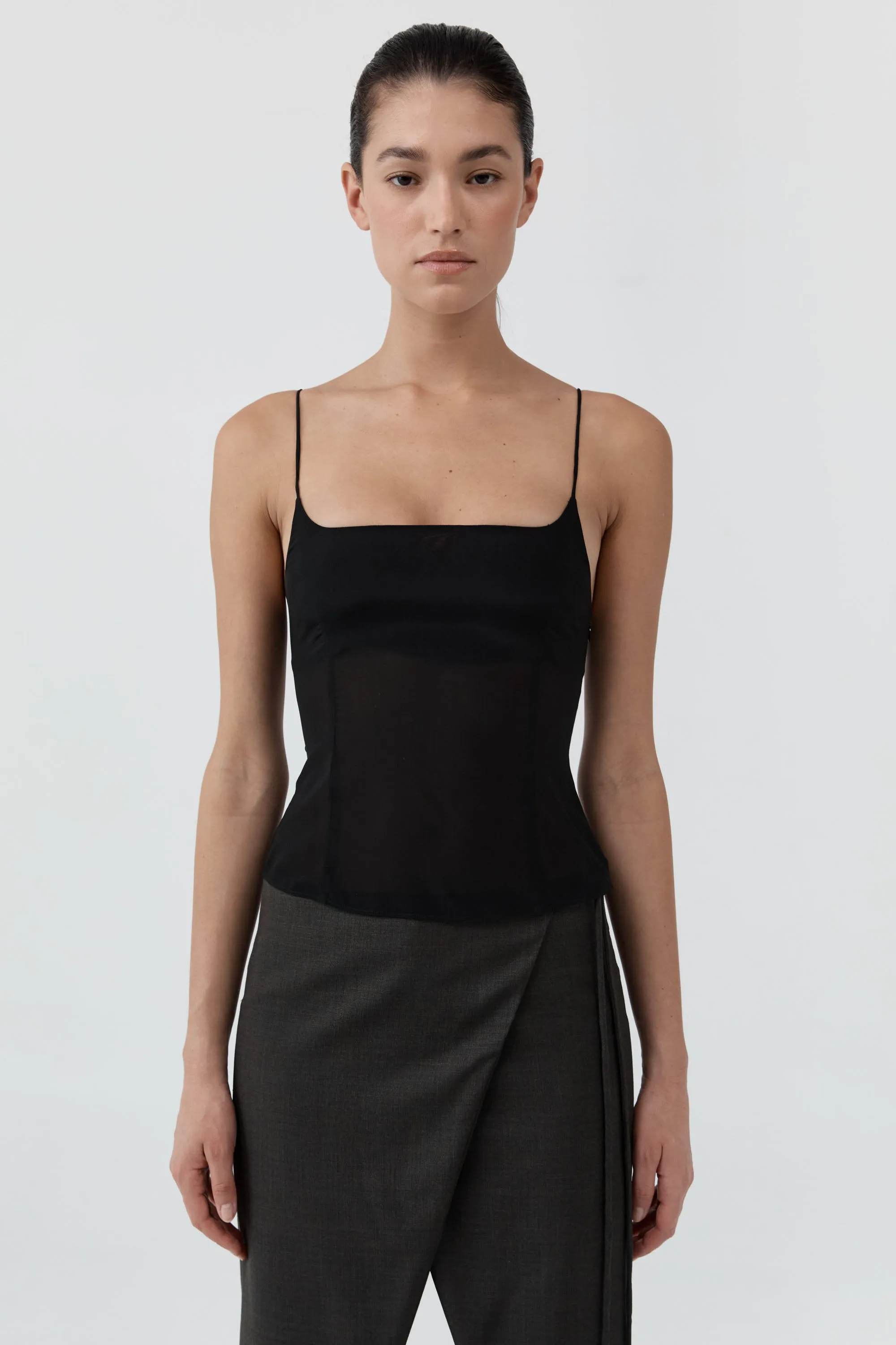 Stretch Silk Cami - Black sold by St. Agni