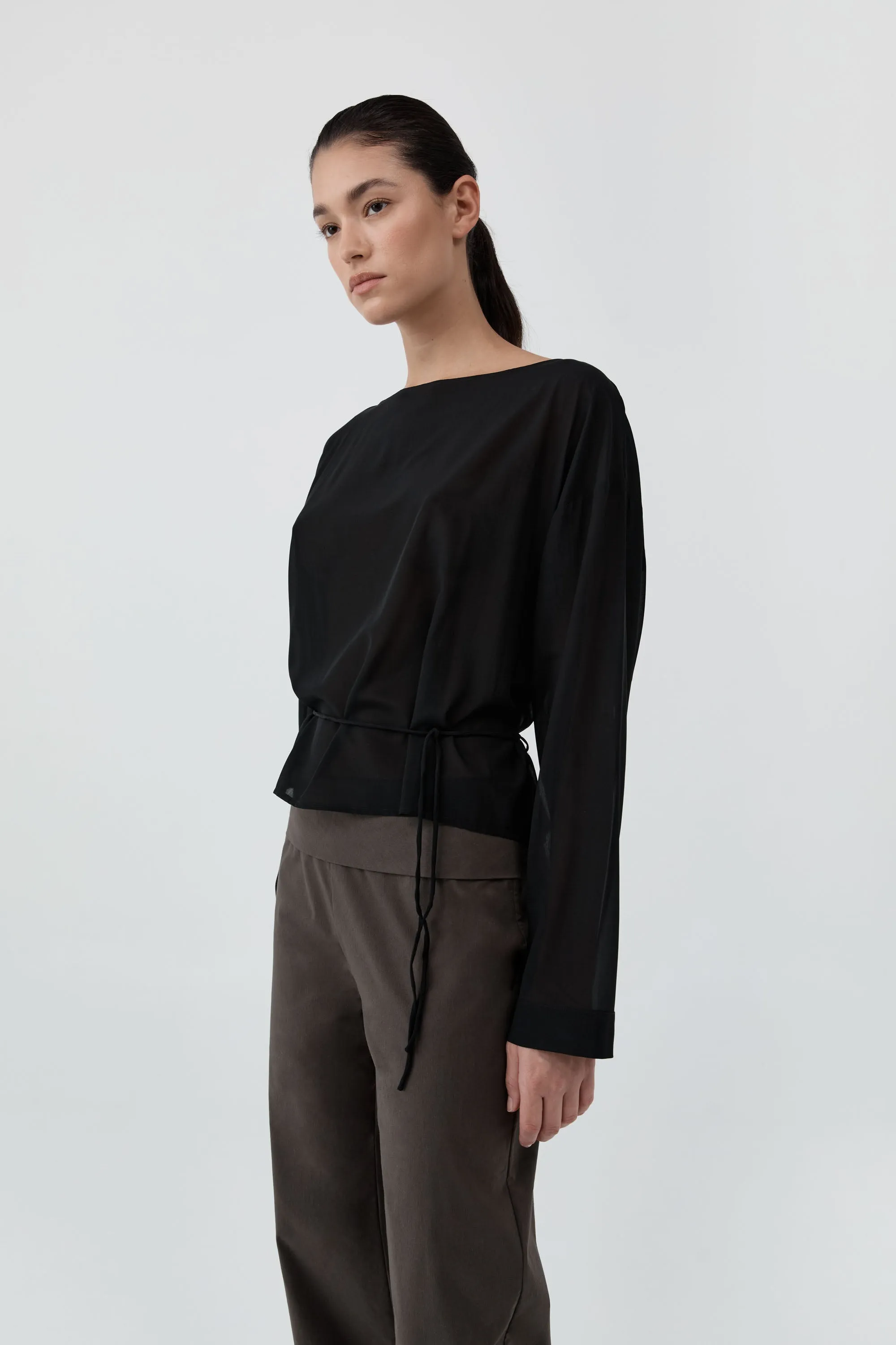 Stretch Silk Bateau Top - Black sold by St. Agni product image thumbnail 2