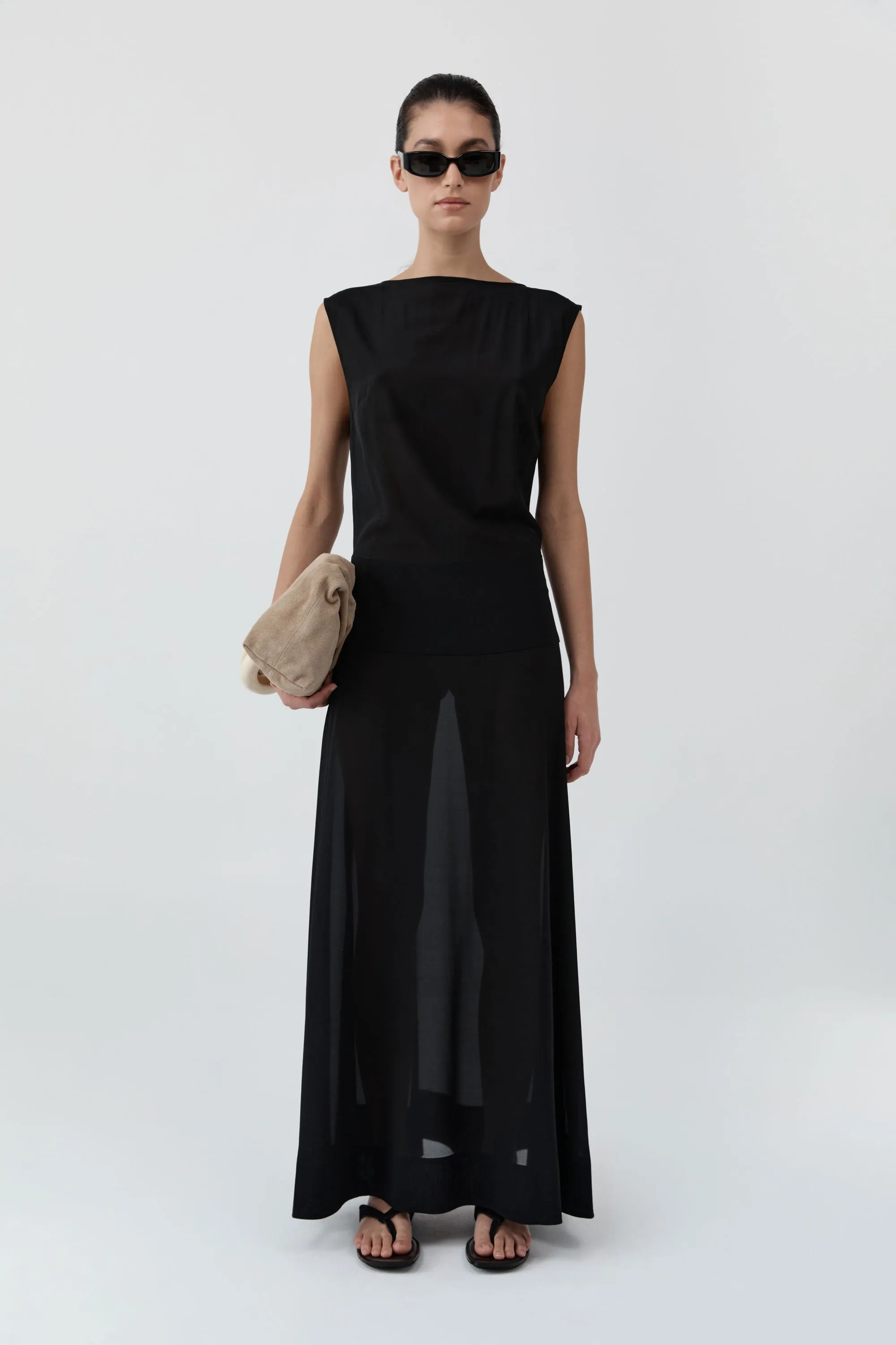 Stretch Silk Bateau Dress - Black sold by St. Agni product image thumbnail 3