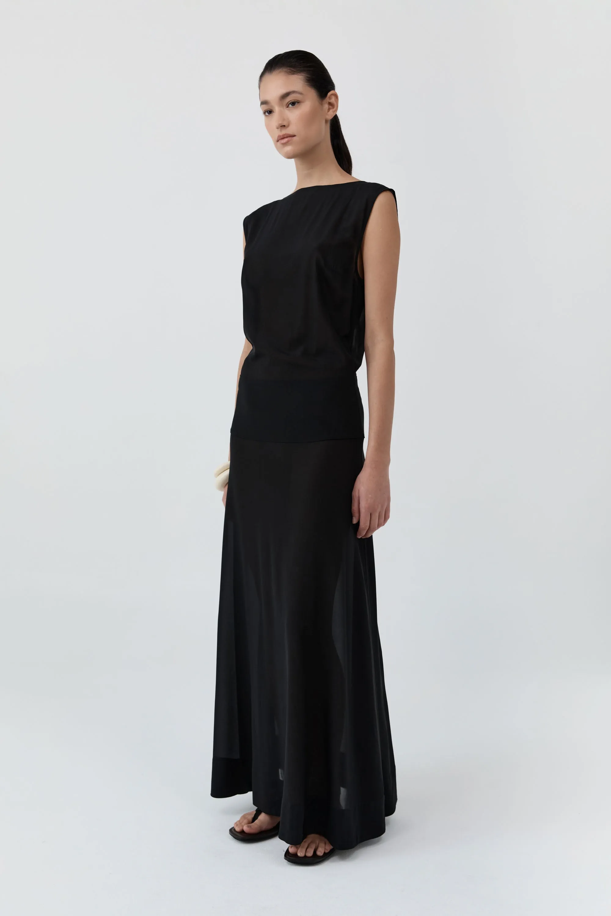 Stretch Silk Bateau Dress - Black sold by St. Agni product image thumbnail 4