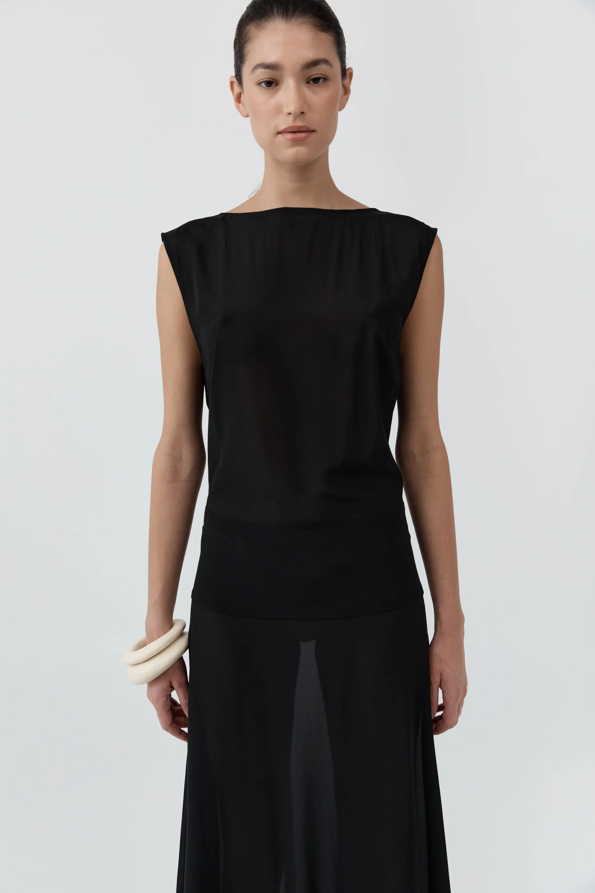 Stretch Silk Bateau Dress - Black sold by St. Agni product image thumbnail 5