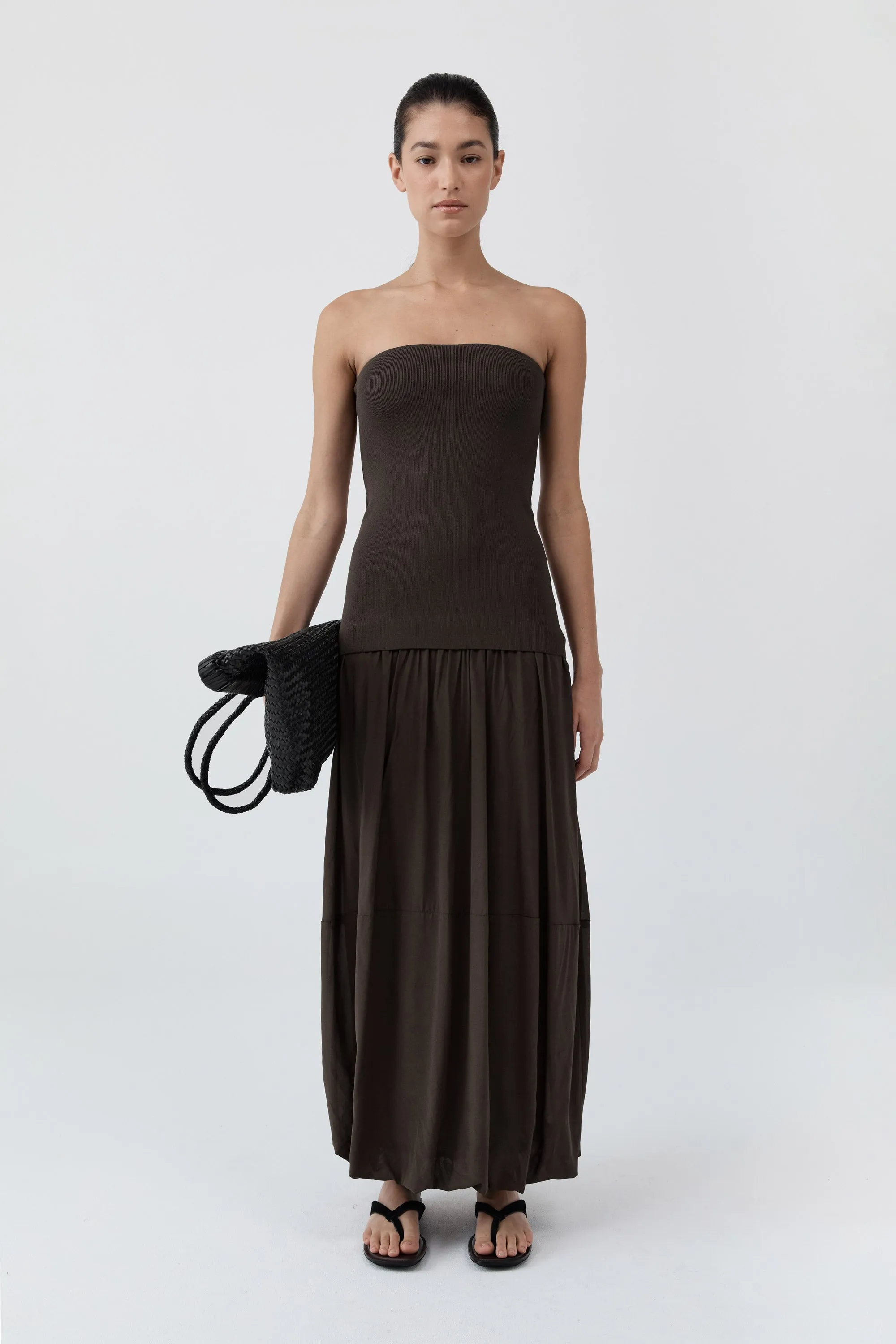 Strapless Balloon Hem Dress - Cedar sold by St. Agni