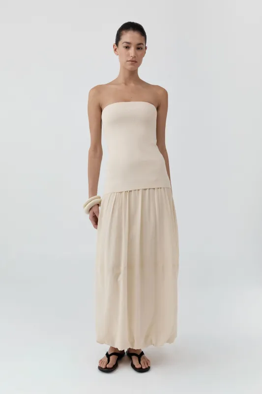Strapless Balloon Hem Dress - Porcelain made by St. Agni