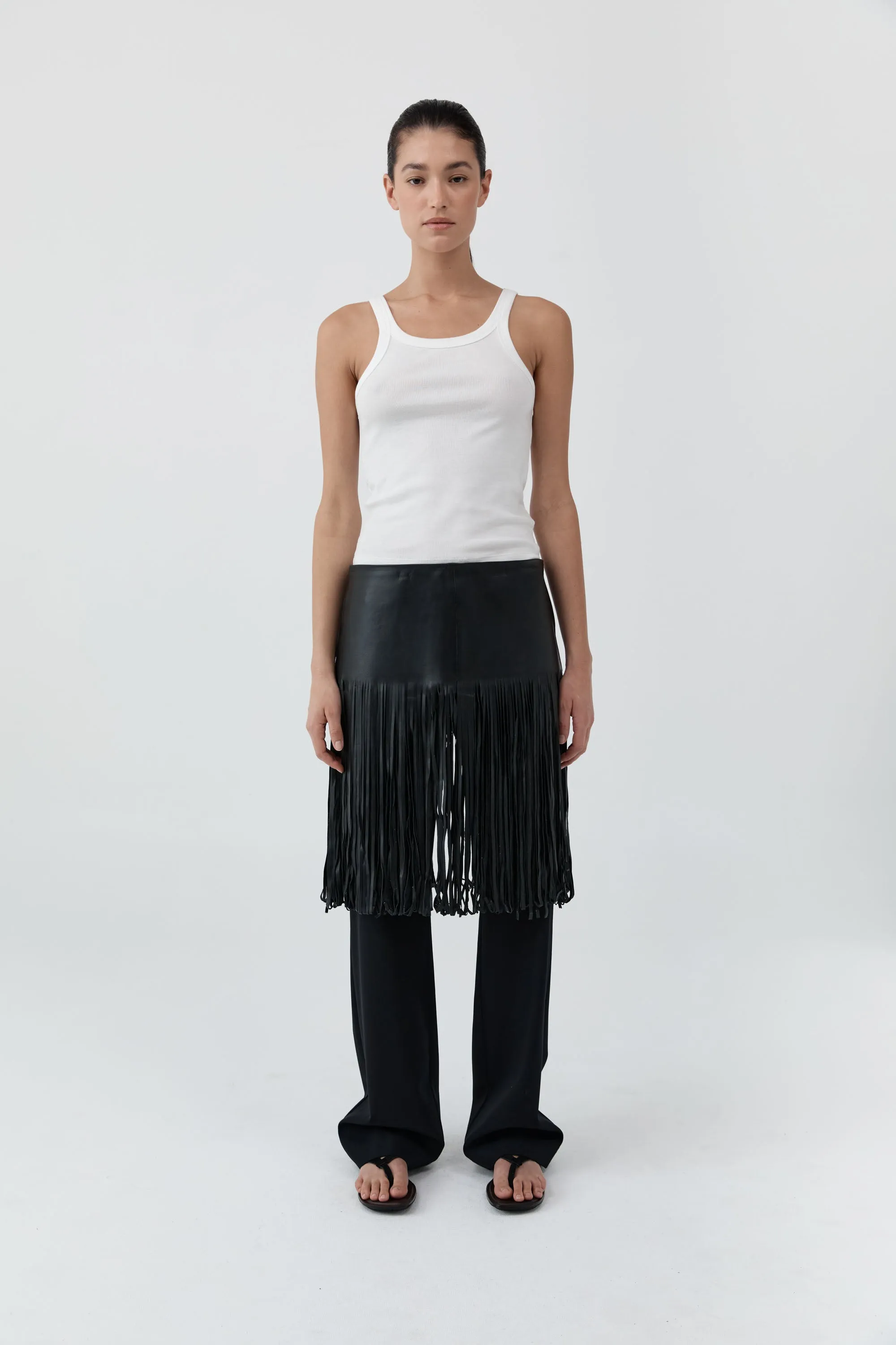 Fringe Belt Skirt - Black sold by St. Agni