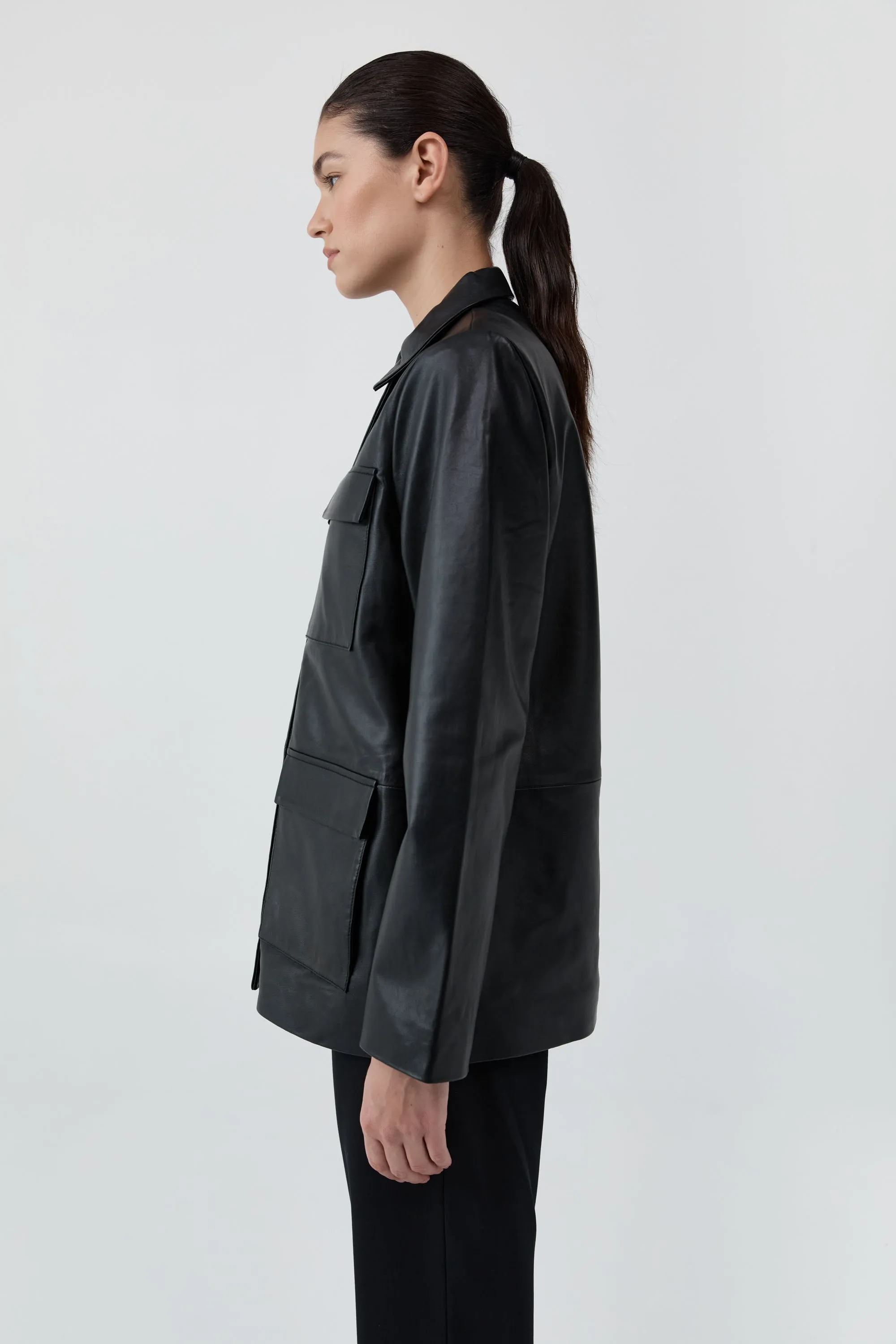 Four Pocket Leather Jacket - Black sold by St. Agni product image thumbnail 3