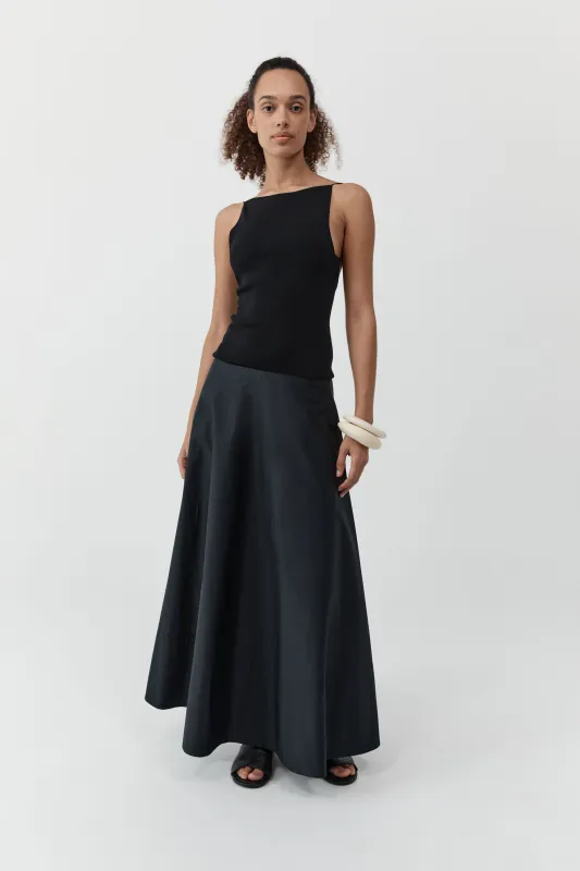 Backless Circle Hem Dress - Black made by St. Agni