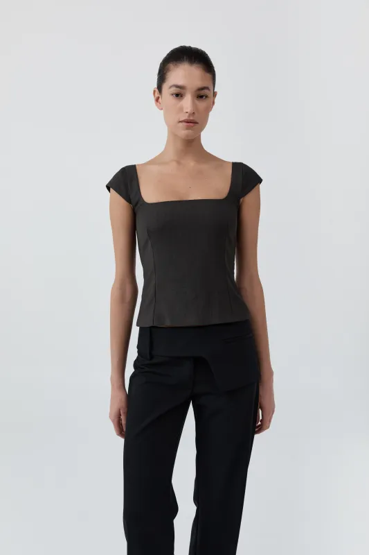 Wool Cap Sleeve Top - Umber made by St. Agni