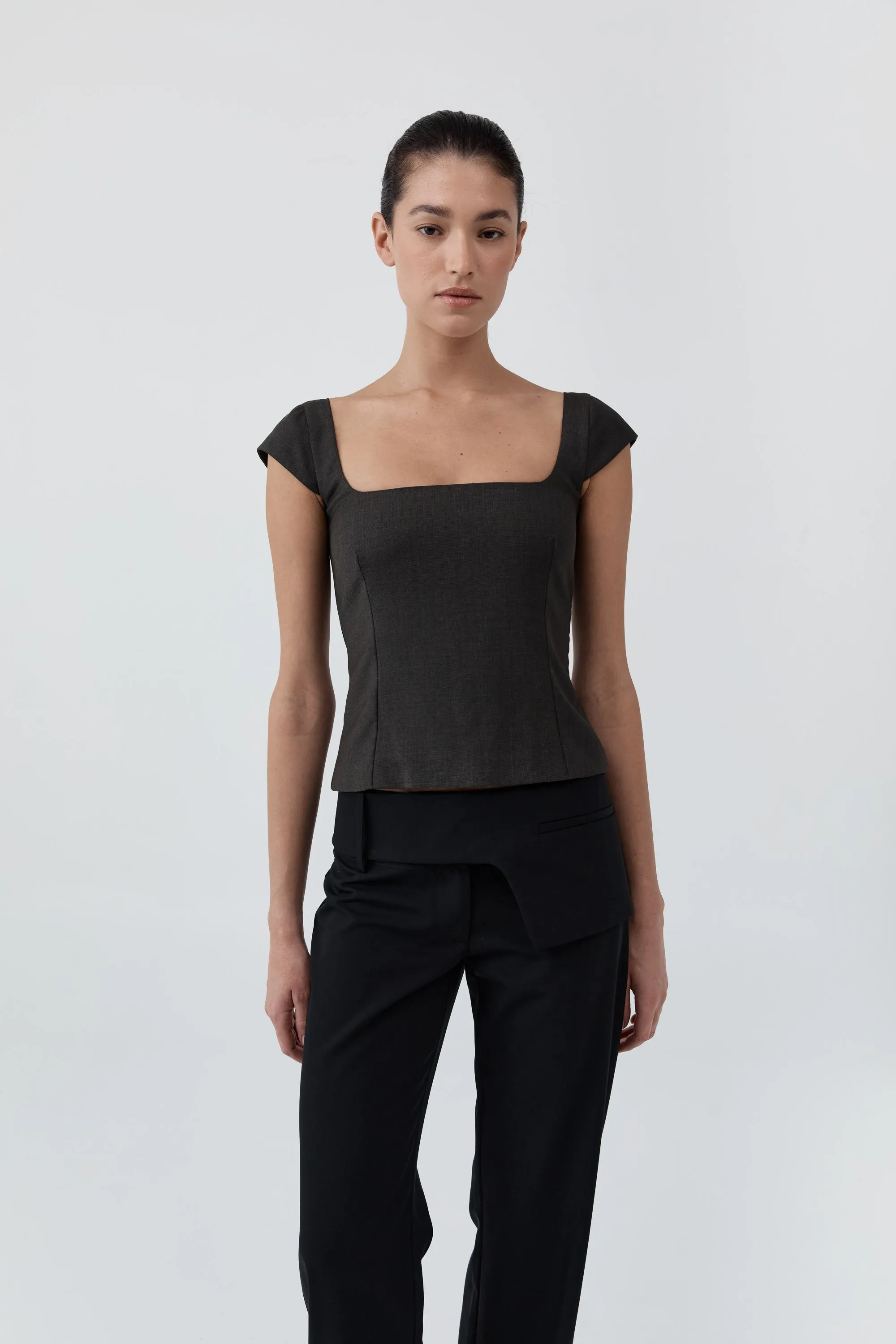 Wool Cap Sleeve Top - Umber sold by St. Agni