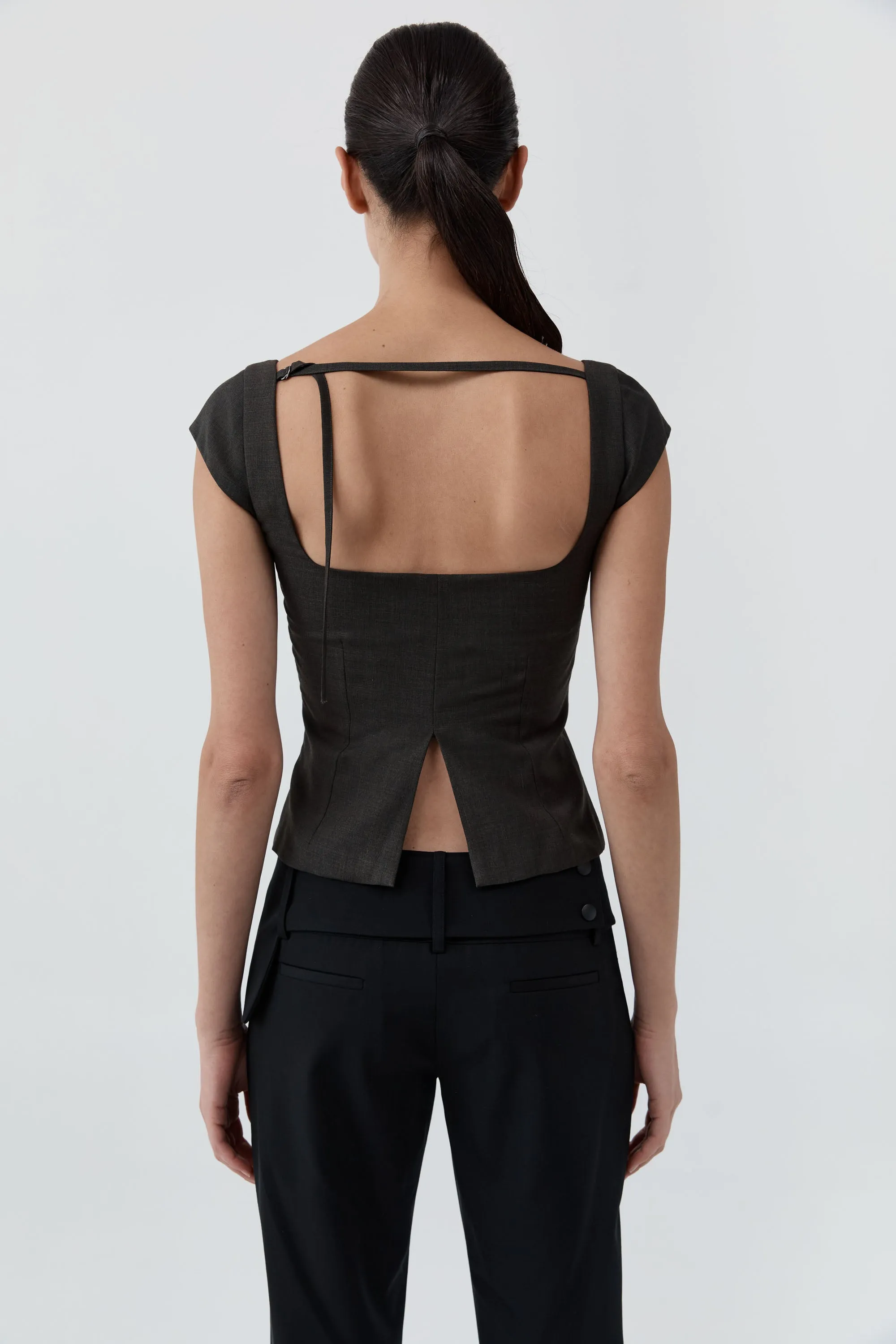 Wool Cap Sleeve Top - Umber sold by St. Agni product image thumbnail 2