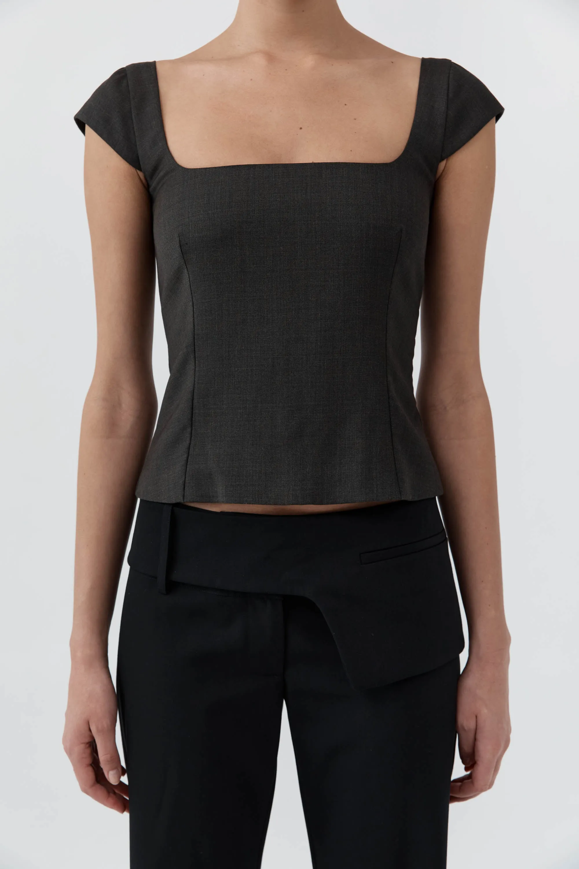 Wool Cap Sleeve Top - Umber sold by St. Agni product image thumbnail 5