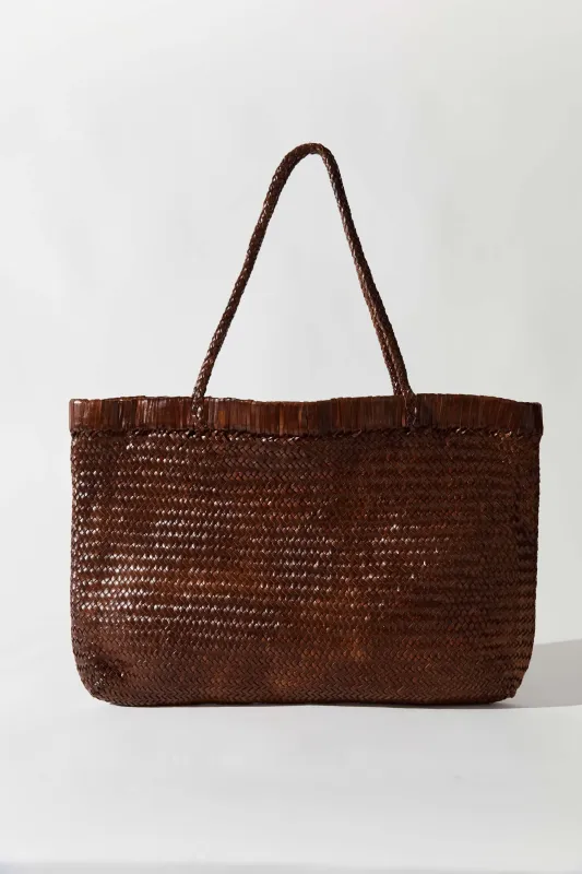 PRE-ORDER: Wide Bagu Woven Tote - Chestnut made by St. Agni