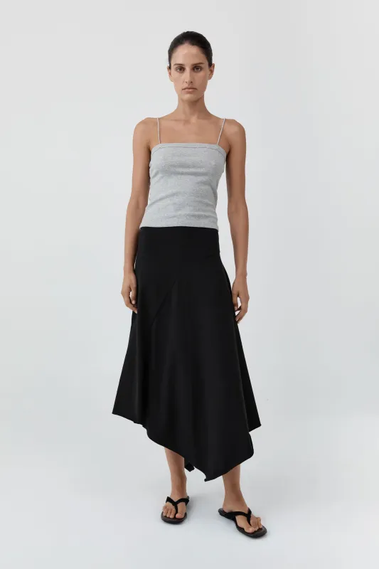 Asymm Drape Skirt - Black made by St. Agni