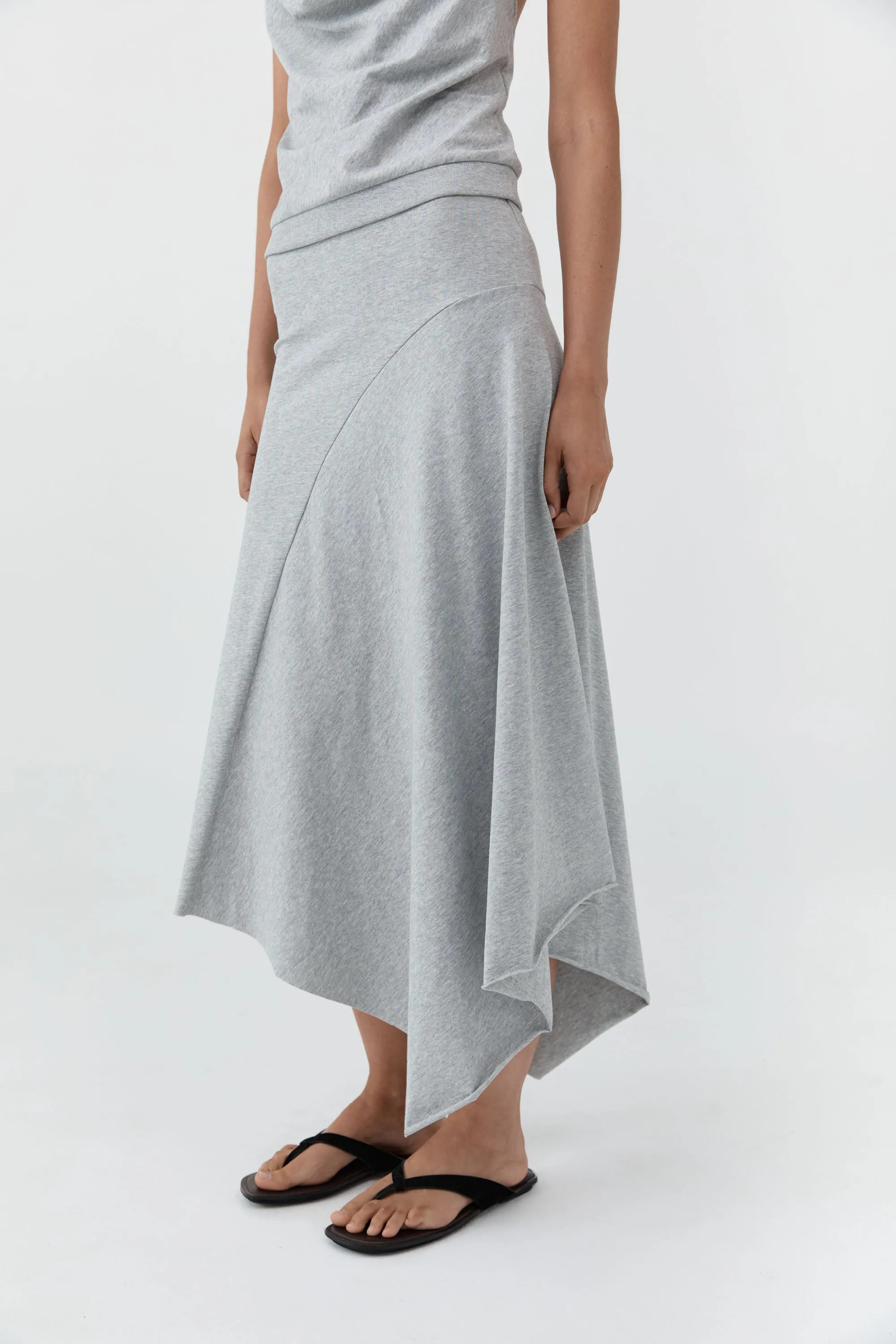 Asymm Drape Skirt - Light Grey Marle sold by St. Agni product image thumbnail 5