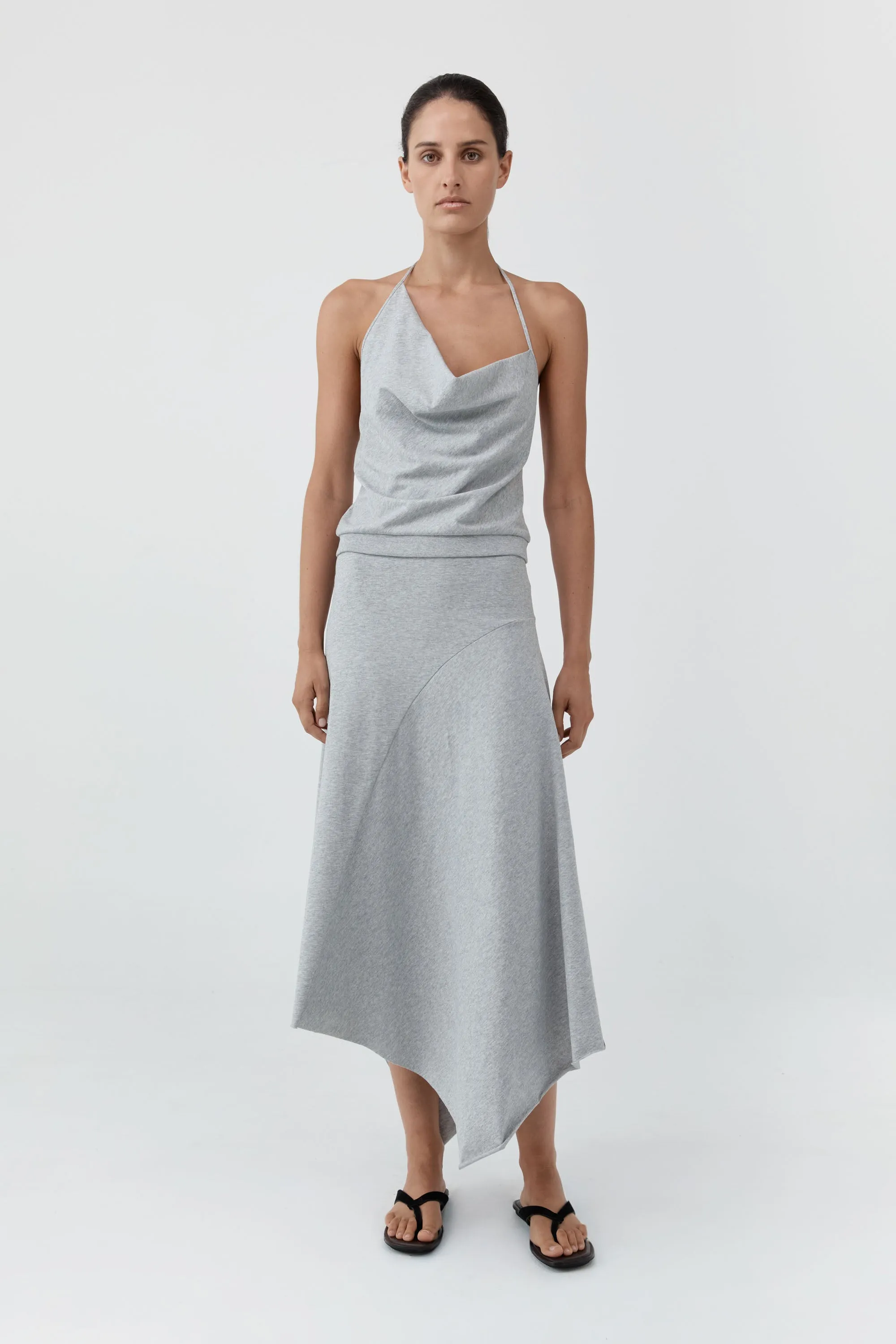 Asymm Drape Skirt - Light Grey Marle sold by St. Agni product image thumbnail 2