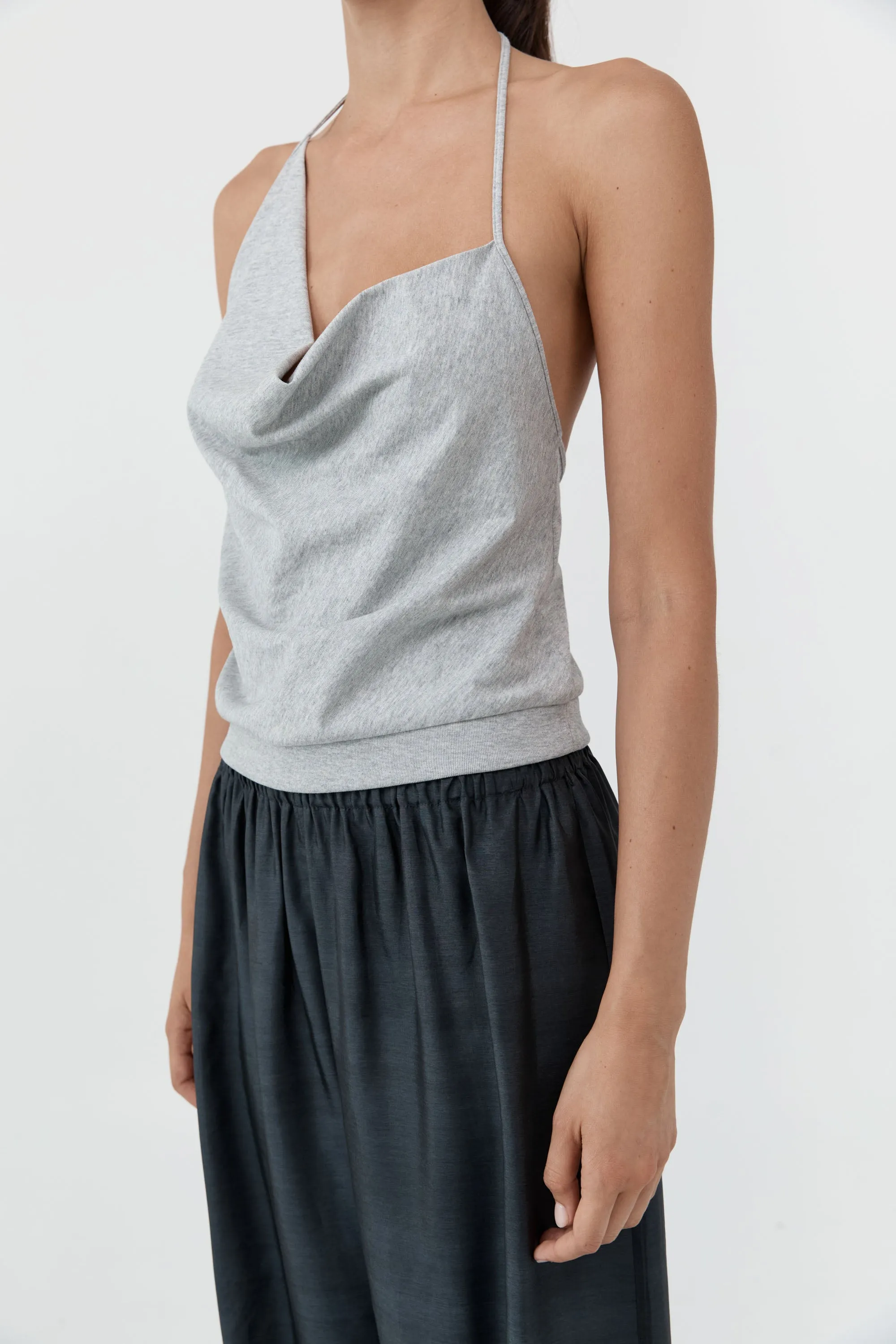 Cotton Jersey Halter Top - Light Grey Marle sold by St. Agni product image thumbnail 5
