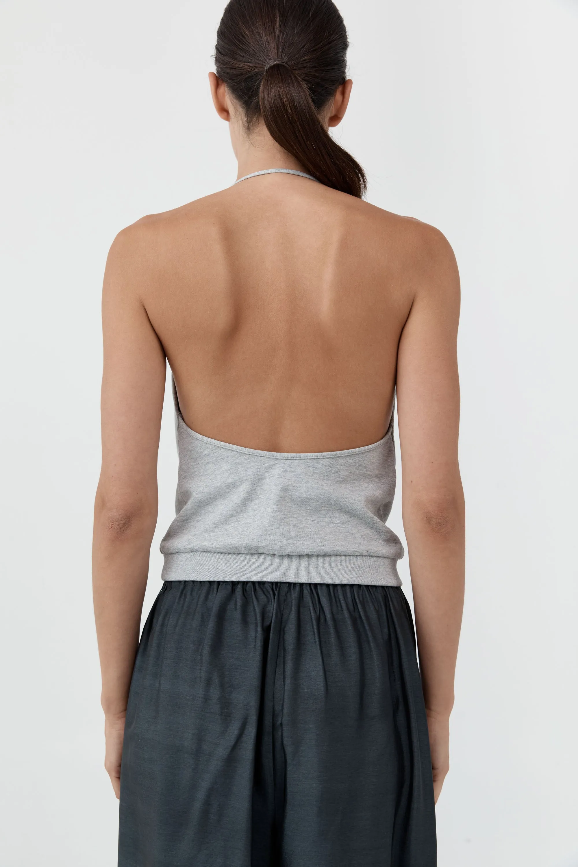 Cotton Jersey Halter Top - Light Grey Marle sold by St. Agni product image thumbnail 4