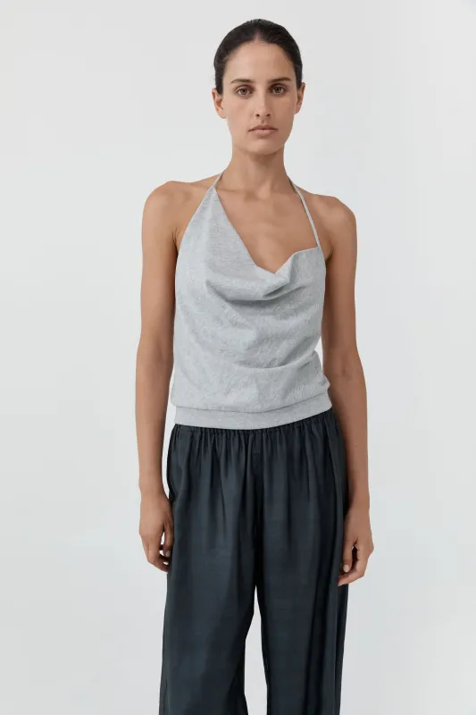 Cotton Jersey Halter Top - Light Grey Marle made by St. Agni