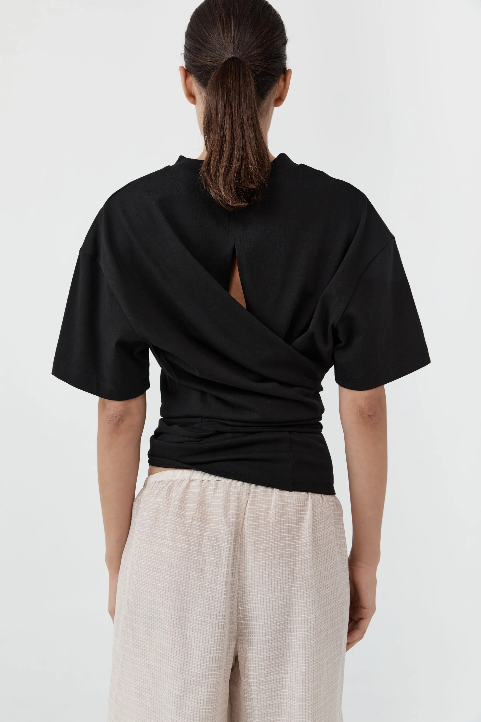 Cotton Jersey Split Back Tee - Black sold by St. Agni product image thumbnail 5
