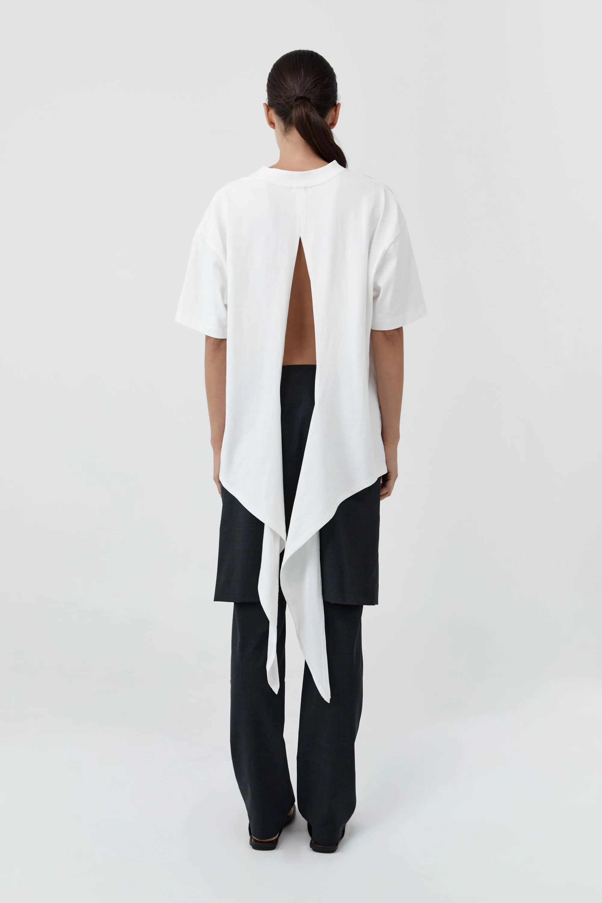 Cotton Jersey Split Back Tee - Off White sold by St. Agni product image thumbnail 4