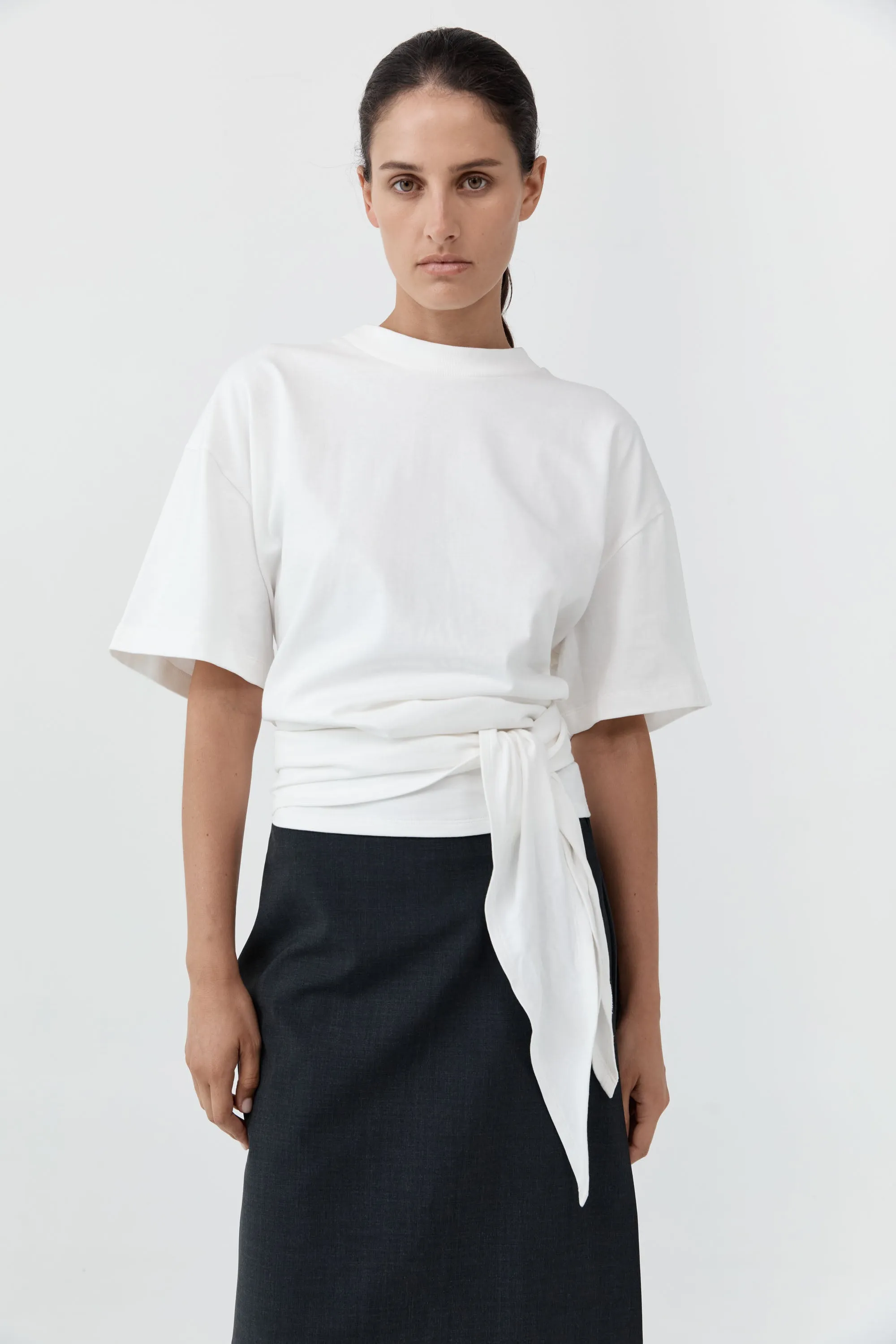Cotton Jersey Split Back Tee - Off White sold by St. Agni product image thumbnail 5