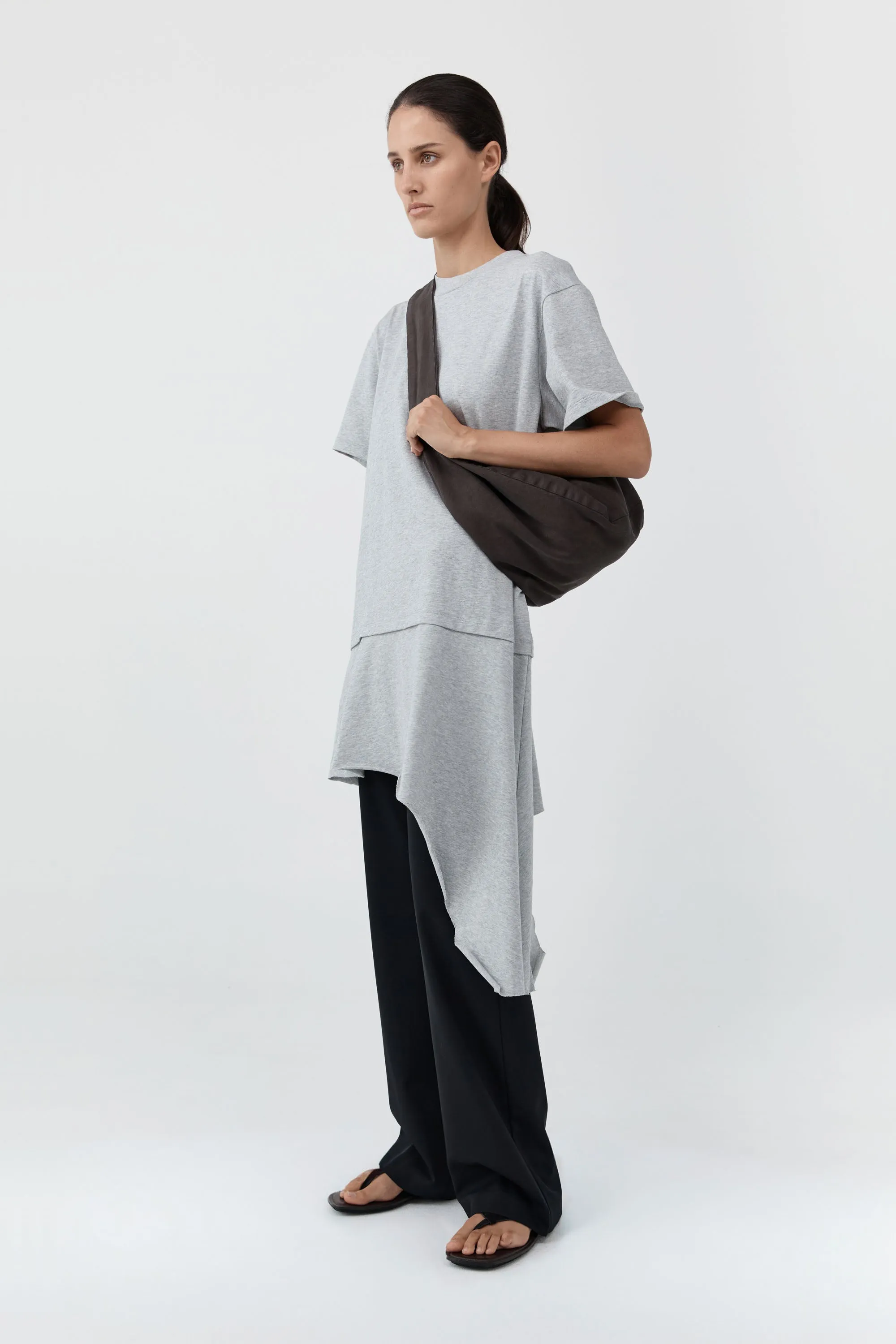 Layered Tee Mini Dress - Light Grey Marle sold by St. Agni product image thumbnail 3