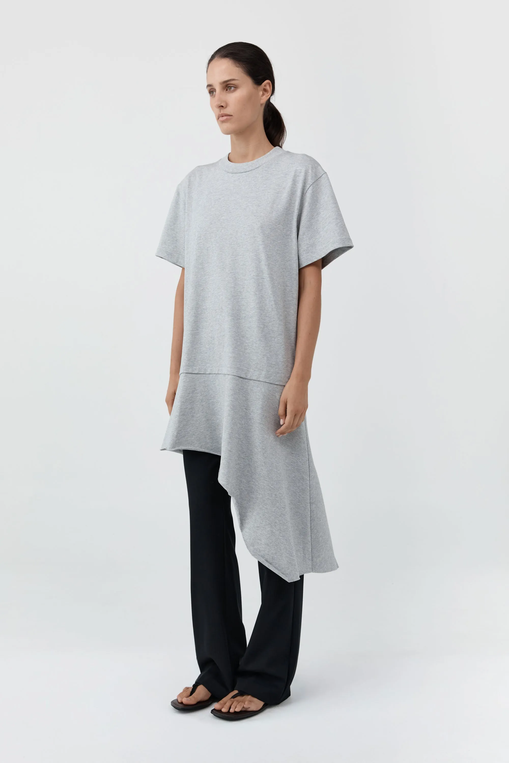 Layered Tee Mini Dress - Light Grey Marle sold by St. Agni product image thumbnail 5